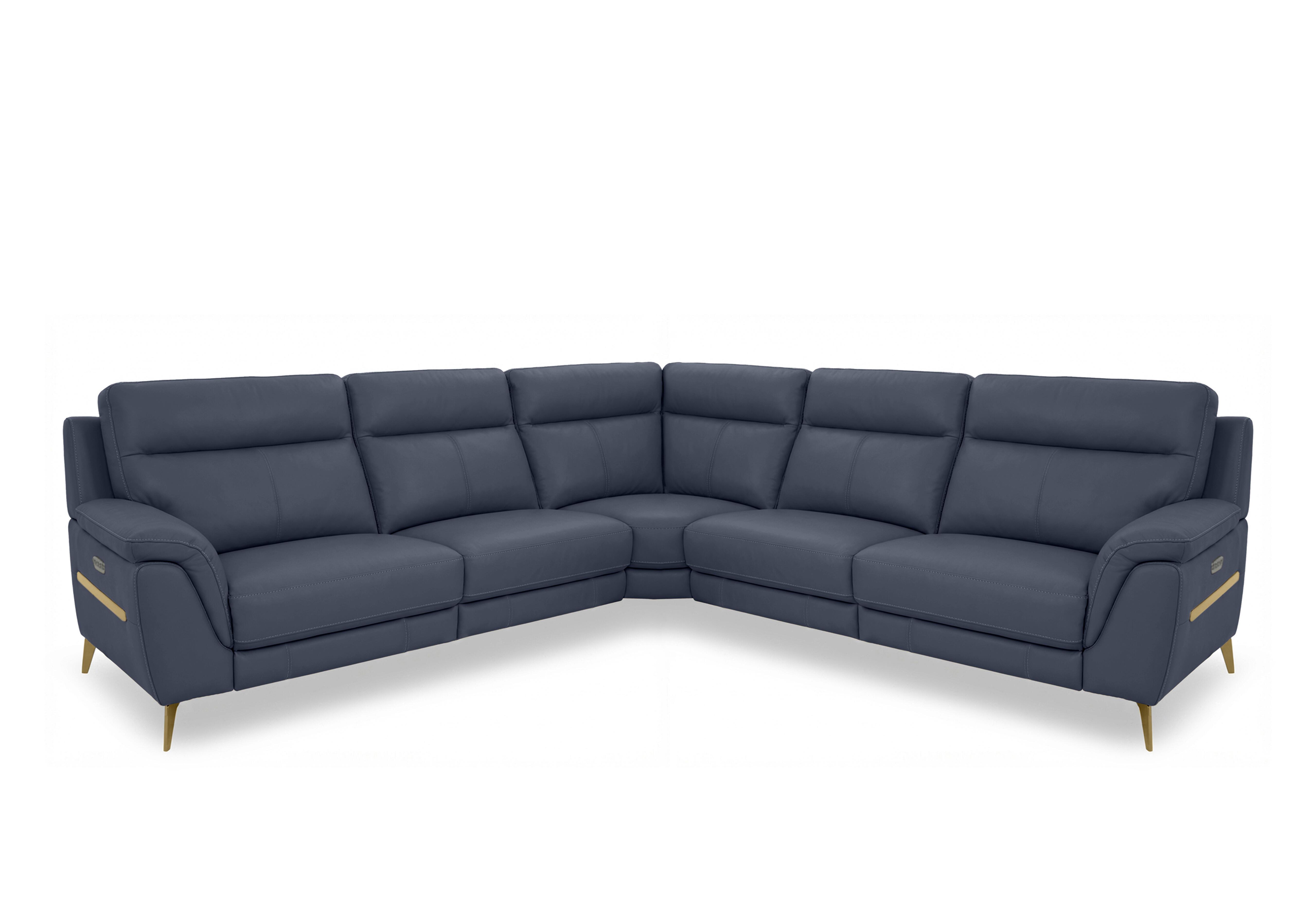 Eclipse Large Leather Corner Sofa in Nw-681e Ocean Br on Furniture Village
