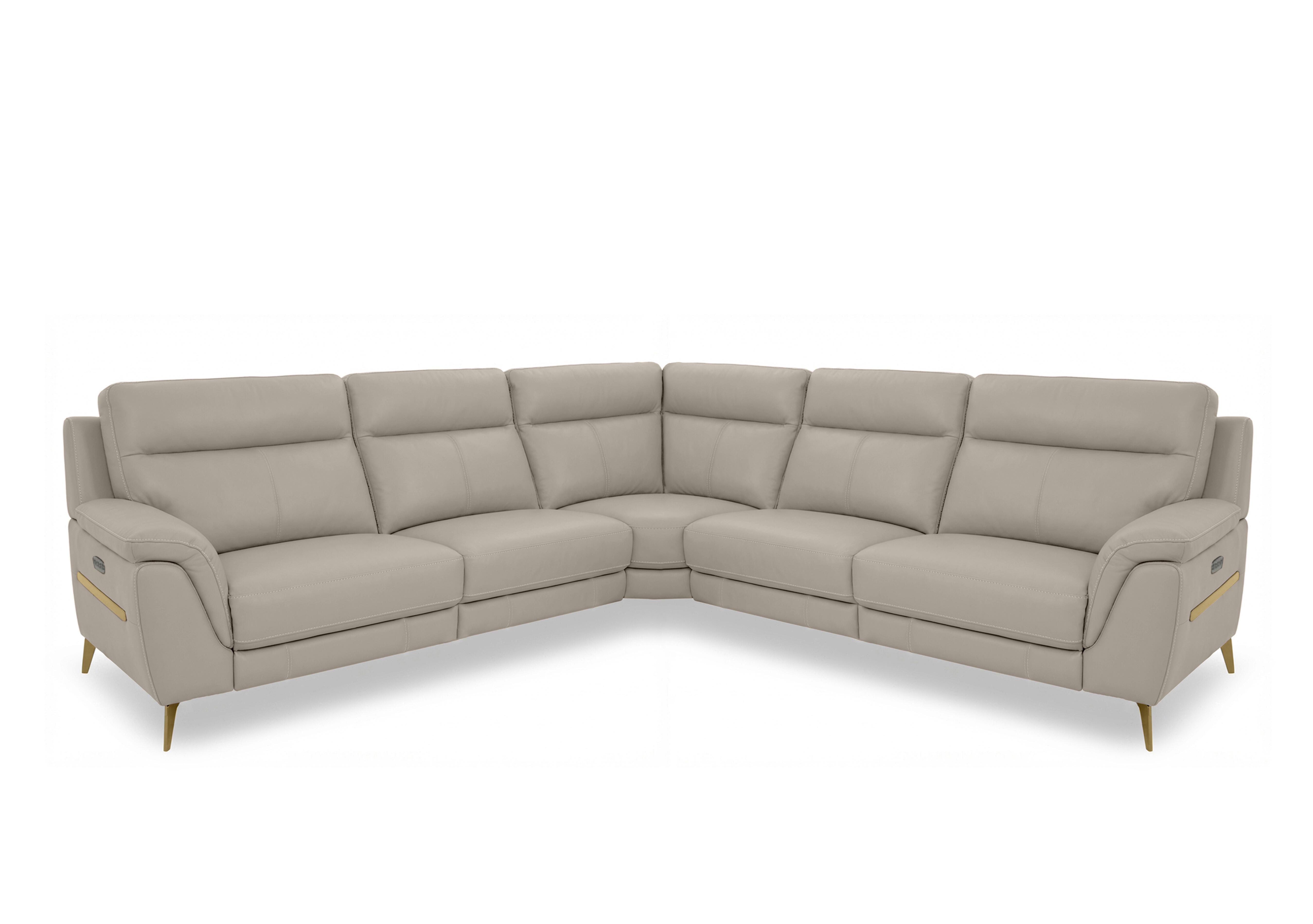 Eclipse Large Leather Corner Sofa in Nw-946b Feather Grey Br on Furniture Village