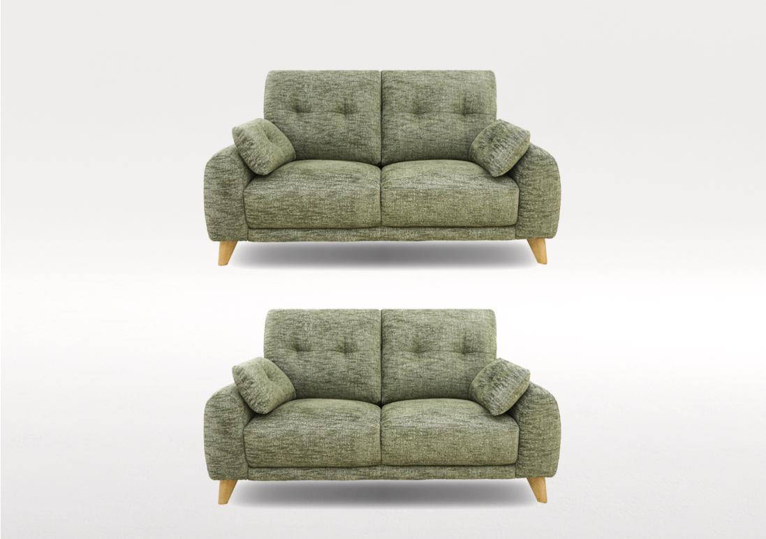 Malmo Two Fabric 2 Seater Sofas Set in Fab-Mga-R11 Olive Green on Furniture Village