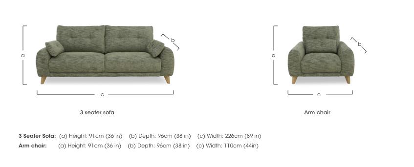 Malmo Fabric 3 Seater Sofa and Fabric Armchair Set in  on Furniture Village