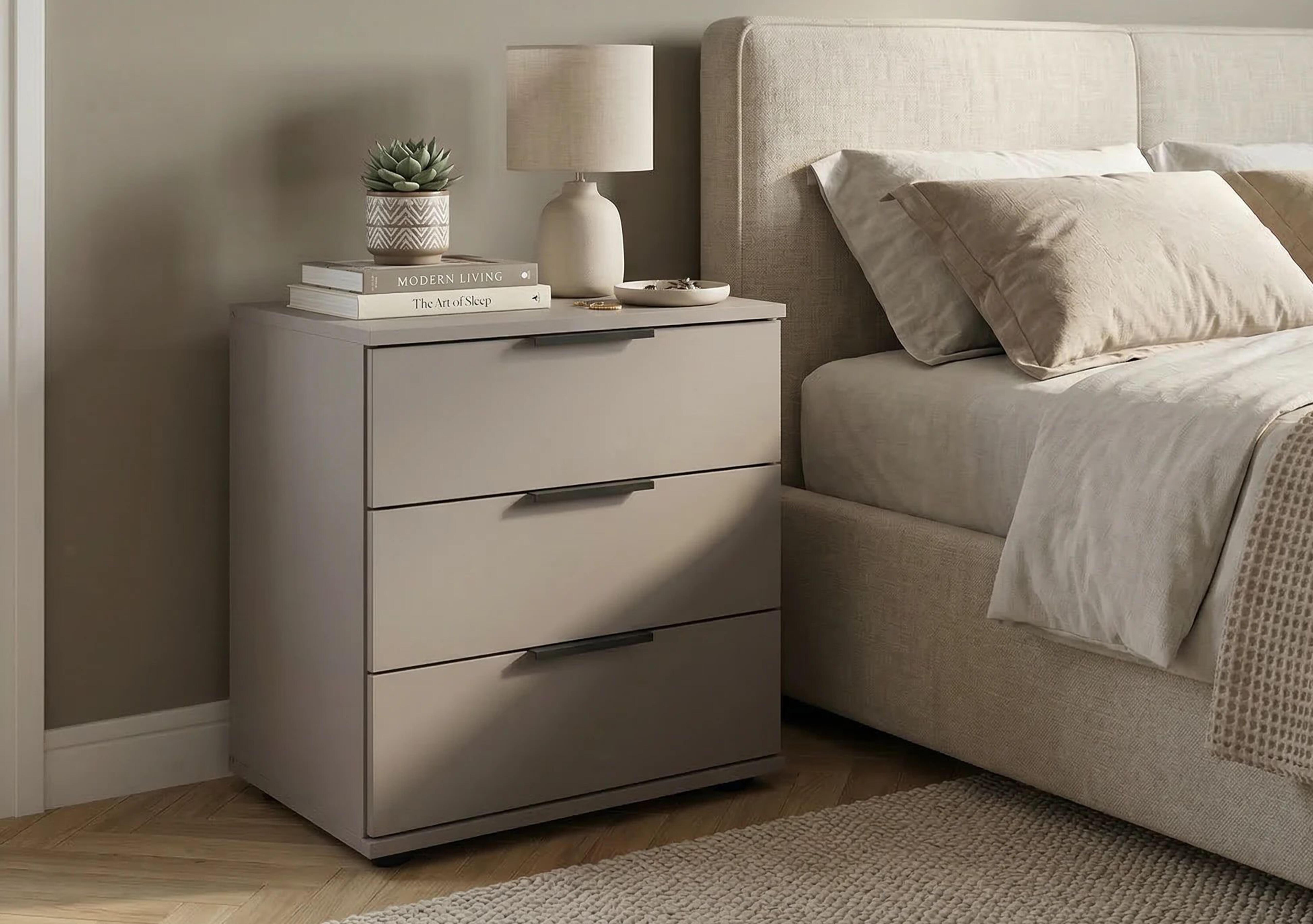 Antoni 3 Drawer Decor Bedside Cabinet in  on Furniture Village