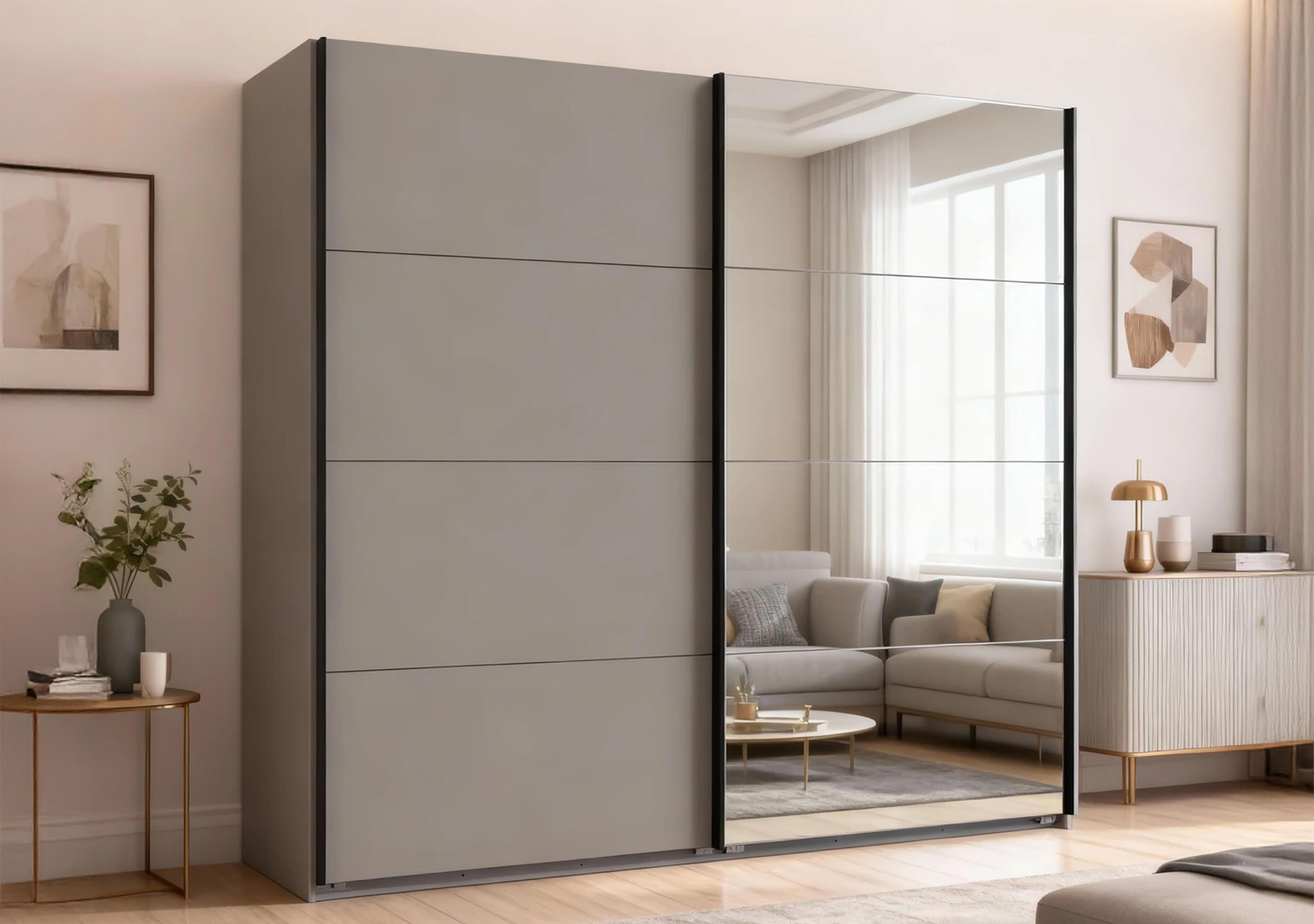Antoni 180cm 2 Door Decor Sliding Wardrobe with 1 Decor Door and 1 Mirror Door in  on Furniture Village