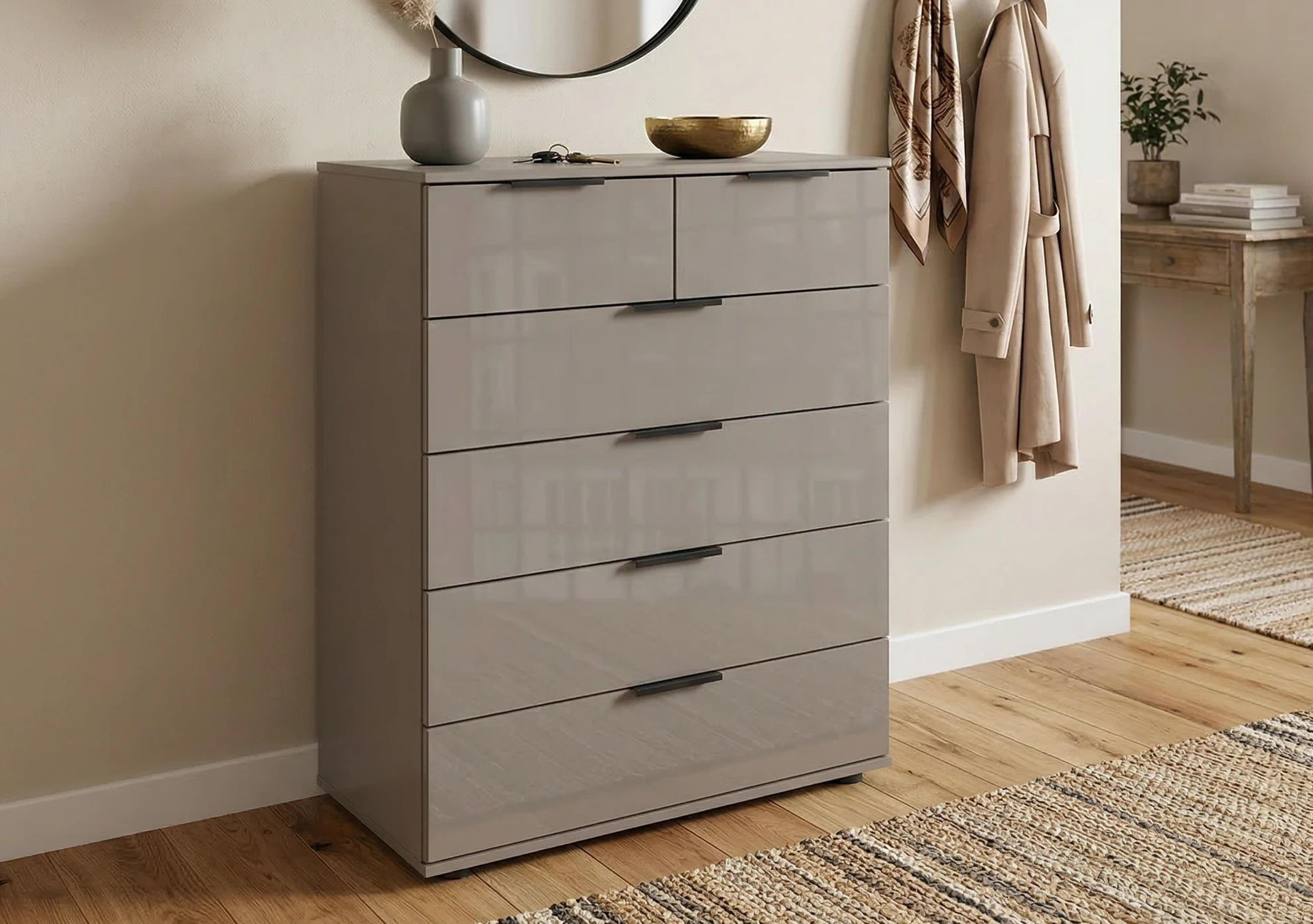 Antoni 6 Drawer Decor Chest with Glass Drawers in  on Furniture Village