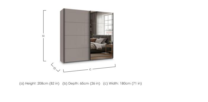 Antoni 180cm 2 Door Decor Sliding Wardrobe with 1 Glass Door and 1 Mirror Door in  on Furniture Village