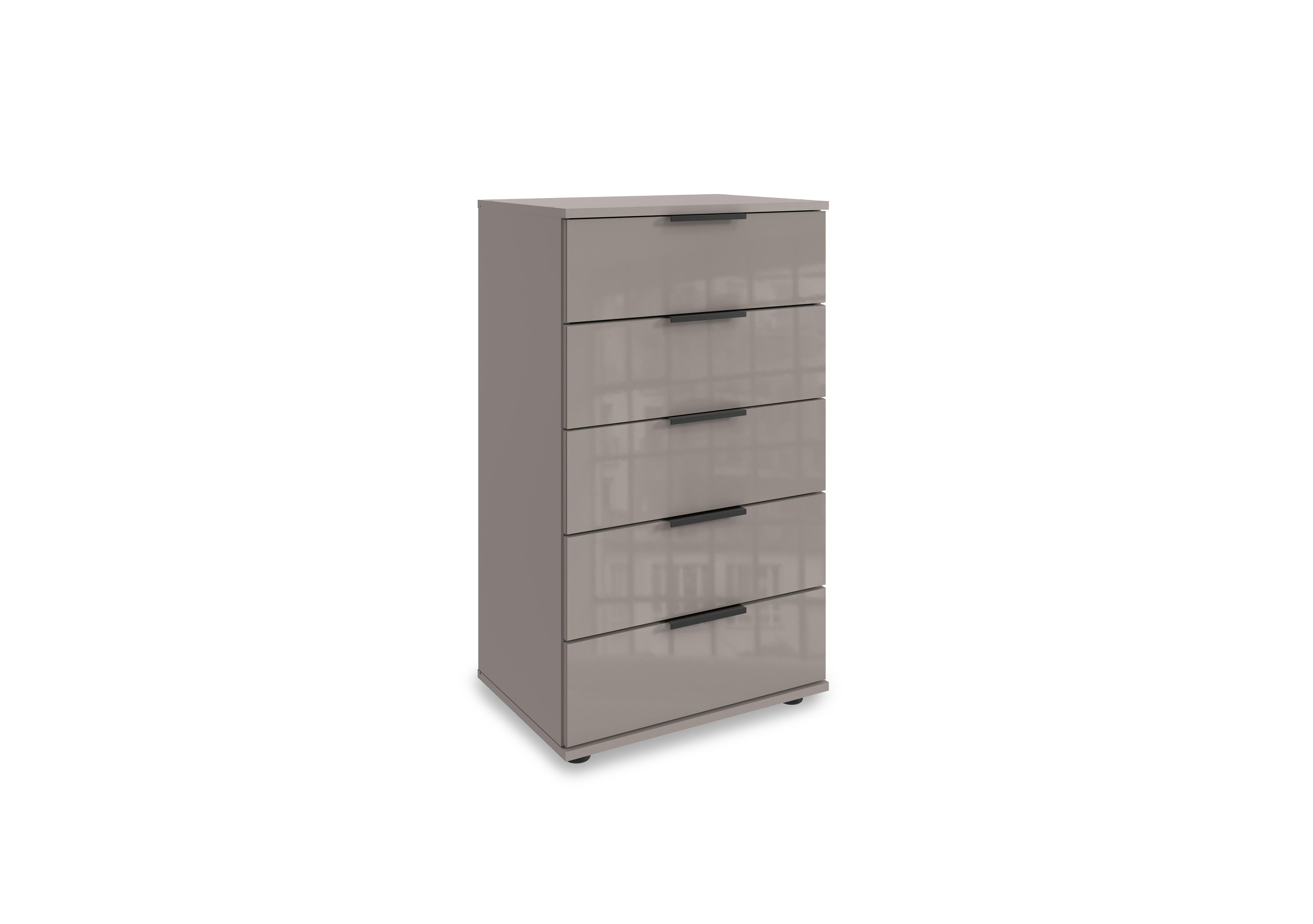 Antoni 5 Drawer Decor Chest with Glass Drawers in Sahara on Furniture Village