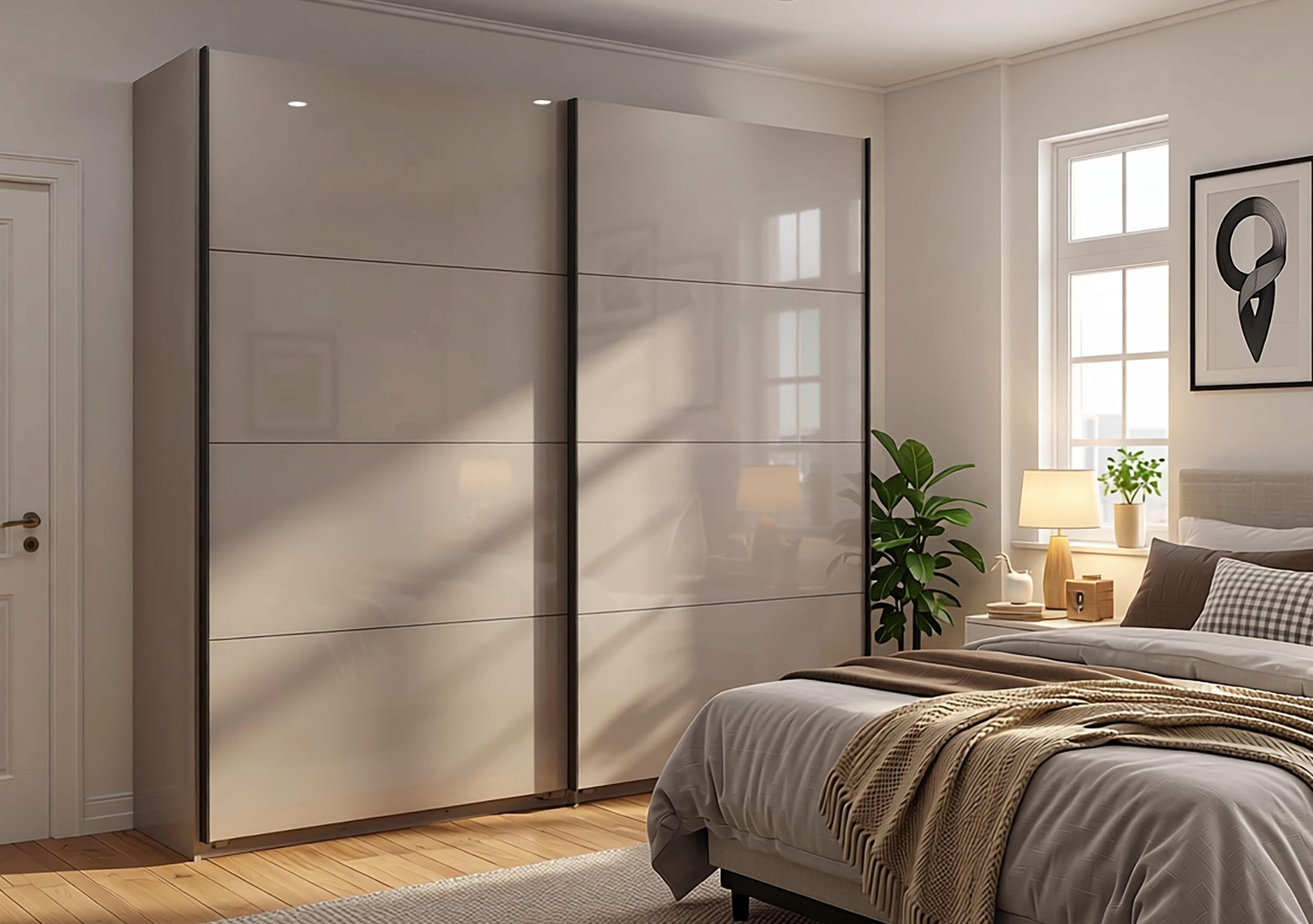 Antoni 225cm 2 Door Decor Sliding Wardrobe with 2 Glass Doors in  on Furniture Village
