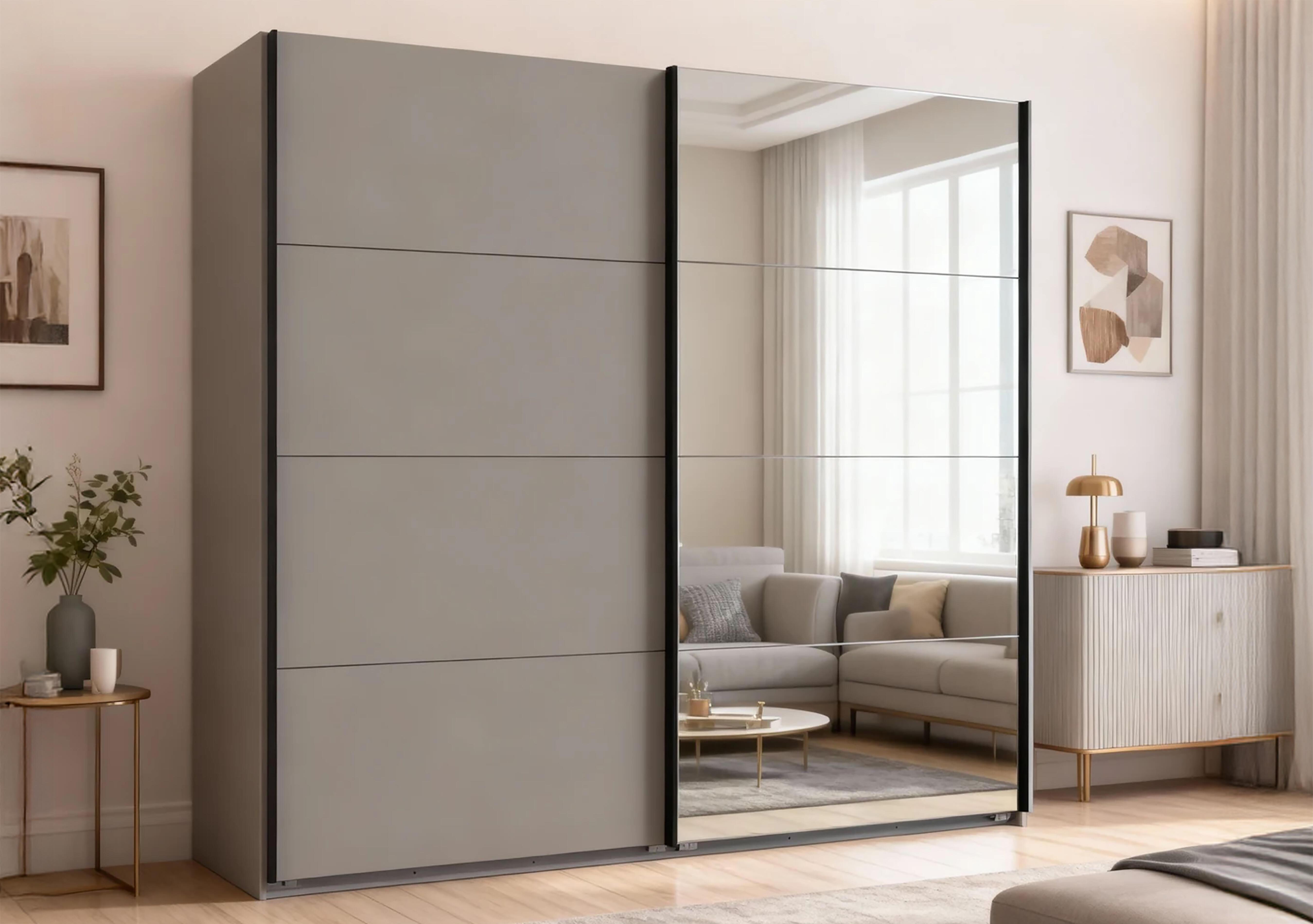 Antoni 225cm 2 Door Decor Sliding Wardrobe with 1 Decor Door and 1 Mirror Door in  on Furniture Village