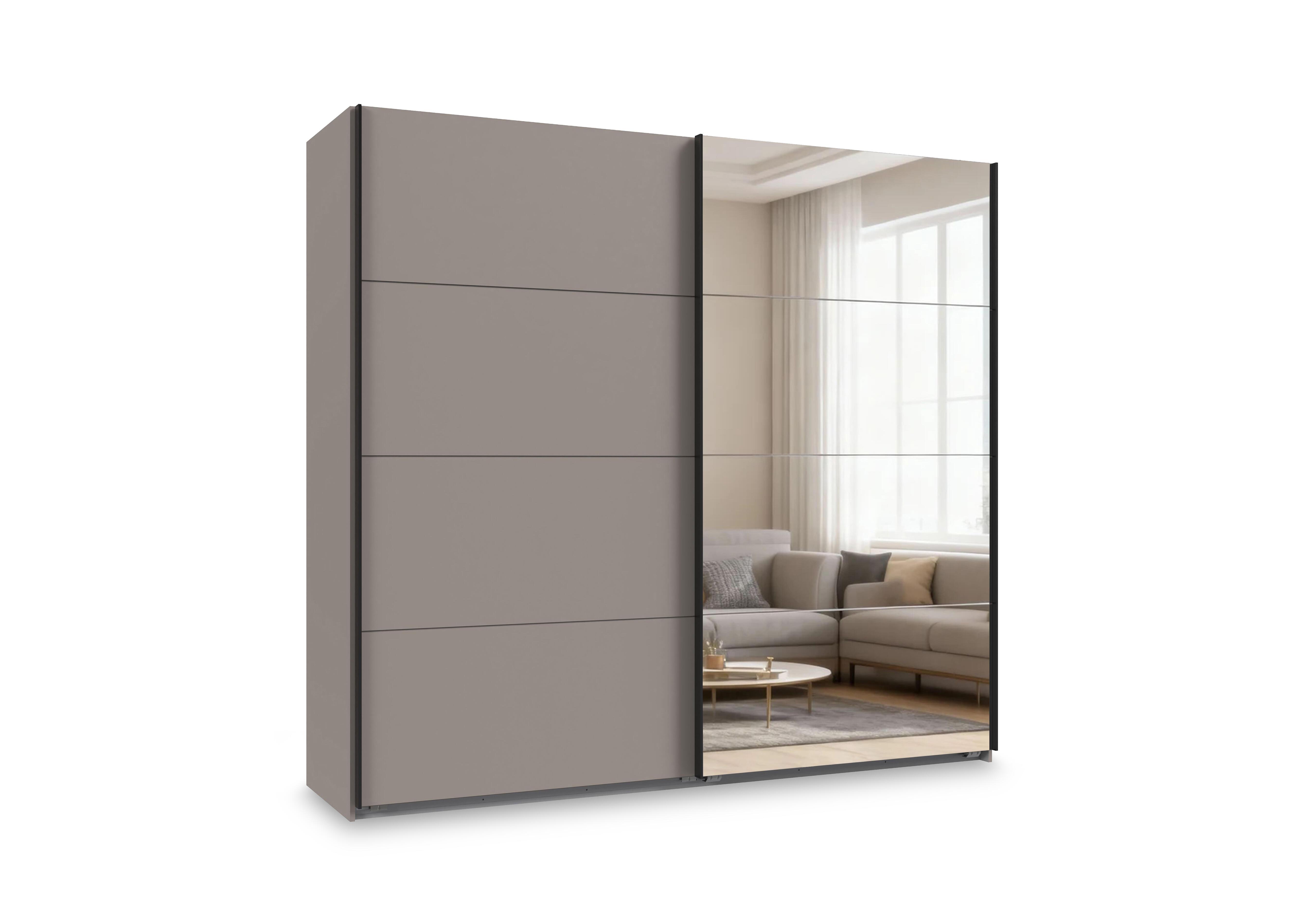 Antoni 225cm 2 Door Decor Sliding Wardrobe with 1 Decor Door and 1 Mirror Door in Sahara on Furniture Village