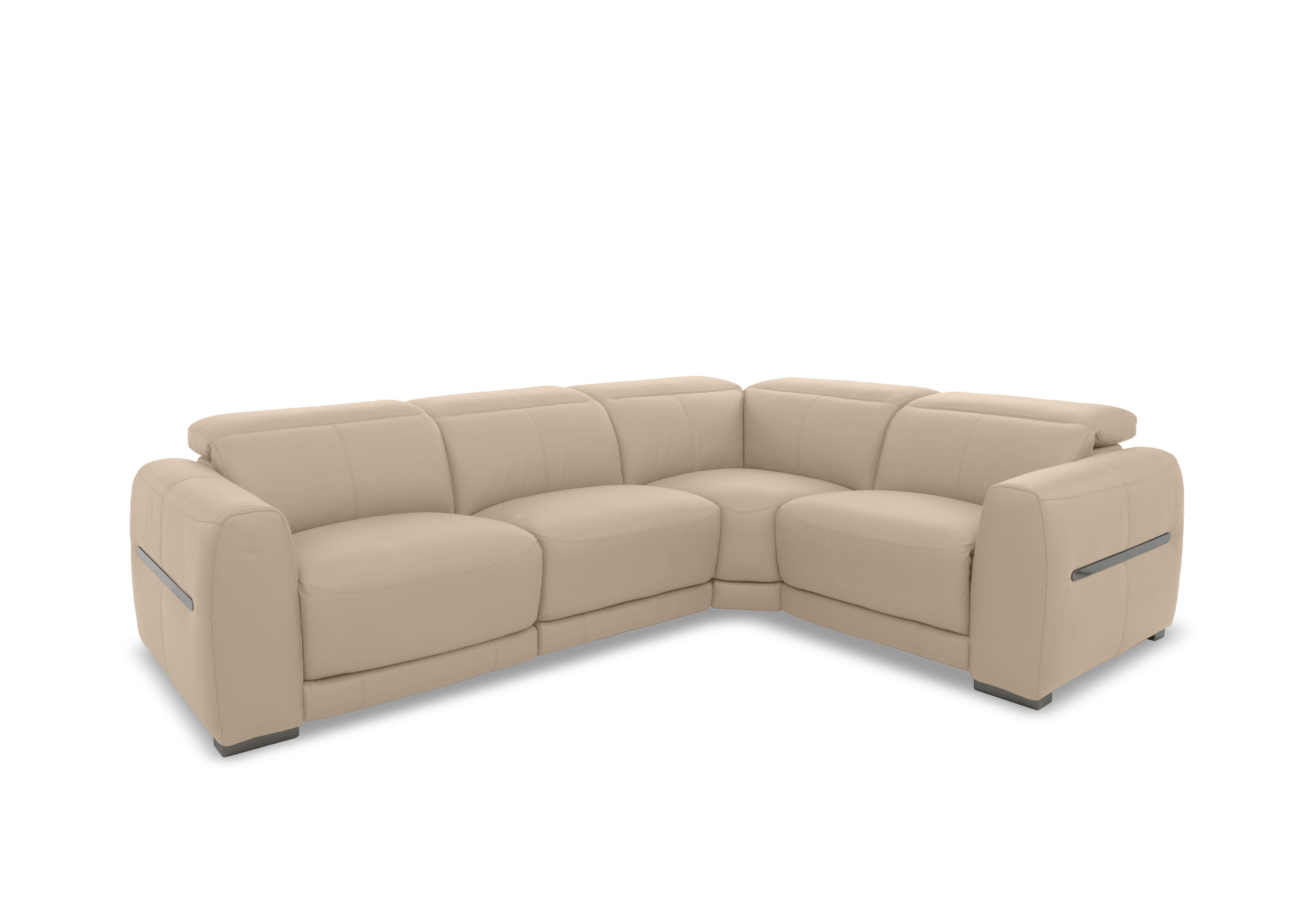 Edison Small Leather Corner Sofa in Nw-039c Pebble Gm on Furniture Village