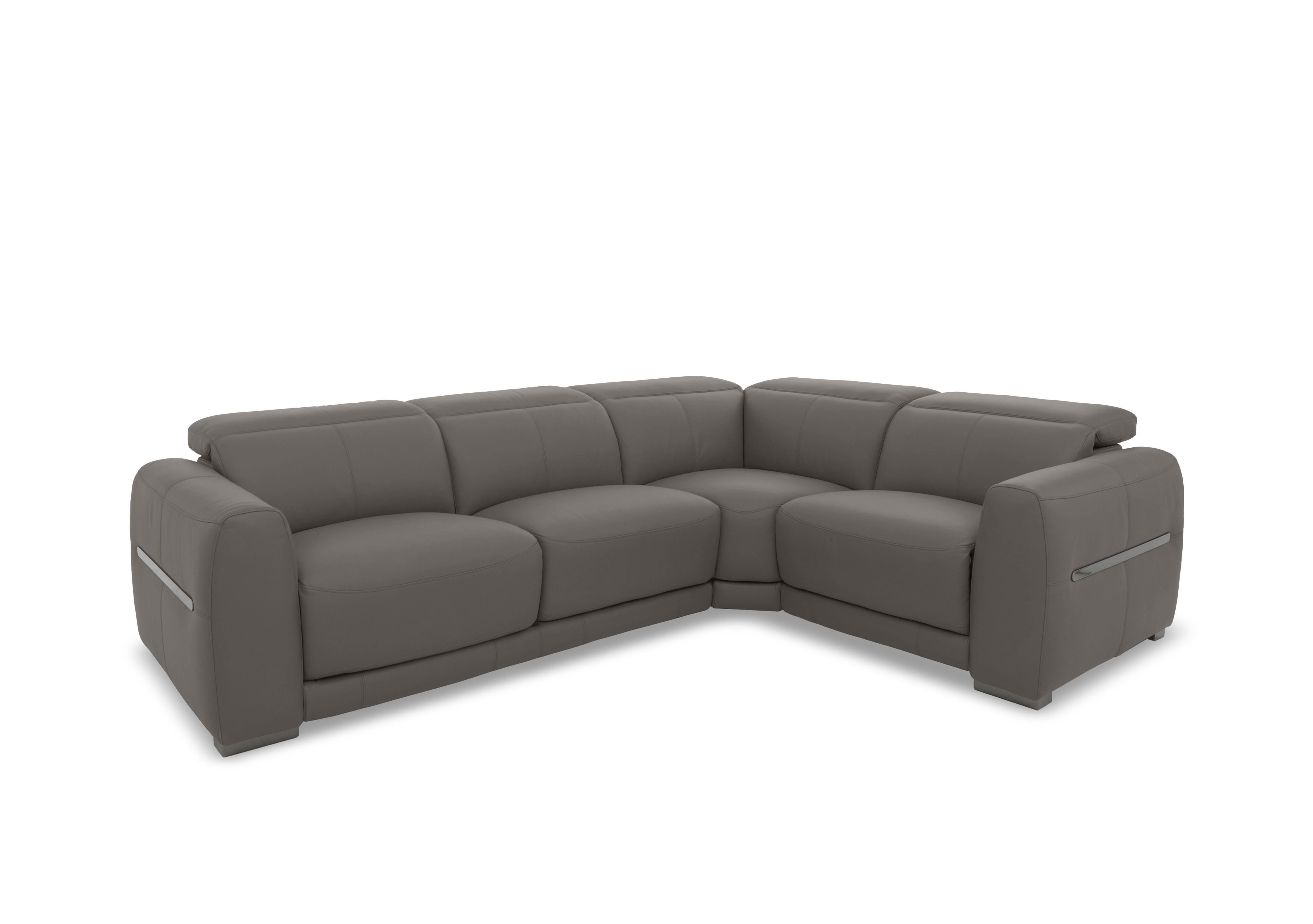 Edison Small Leather Corner Sofa in Nw-042e Elephant Gm on Furniture Village