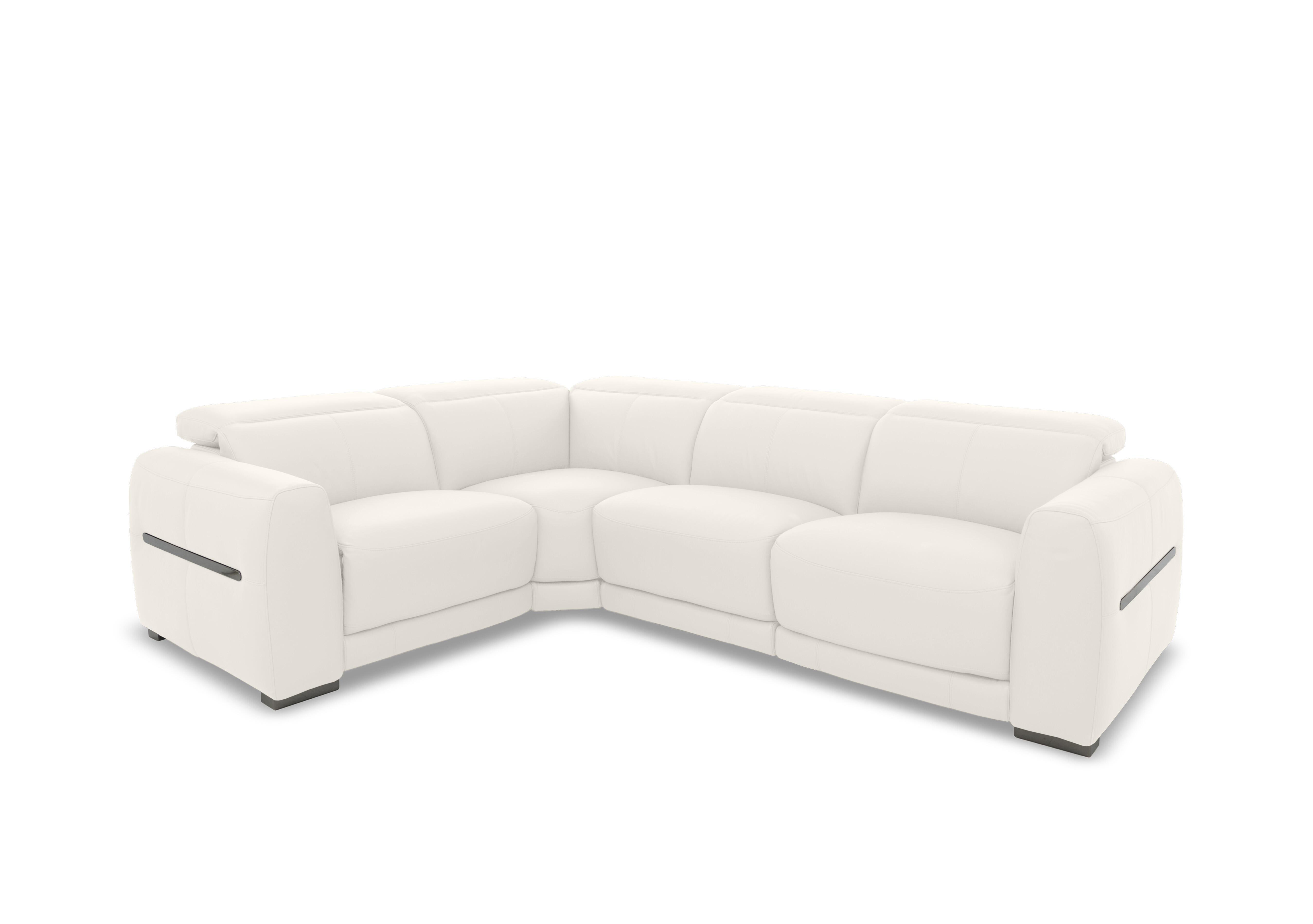 Edison Small Leather Corner Sofa in Nw-420e Star White Gm on Furniture Village