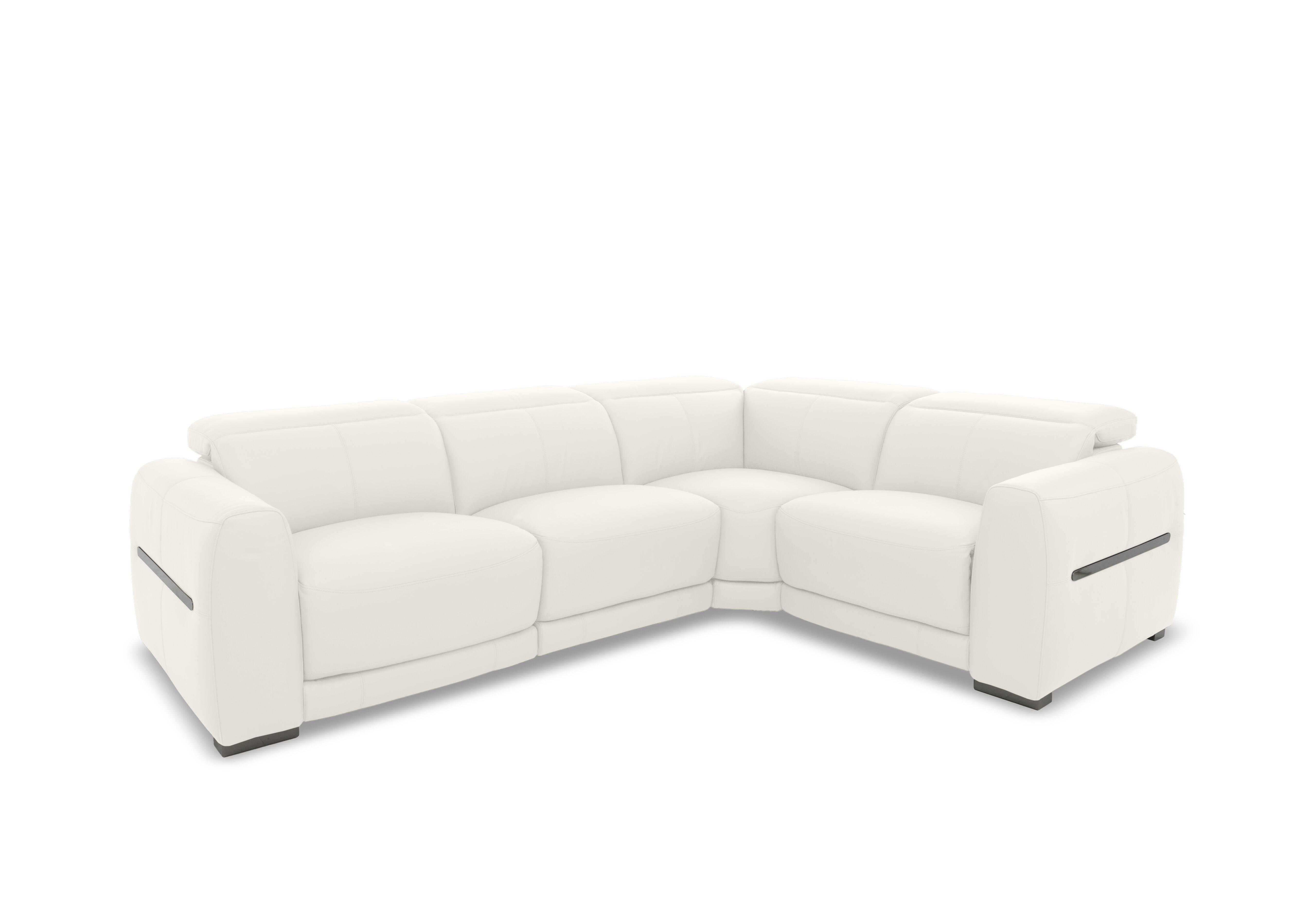 Edison Small Leather Corner Sofa in Nw-420e Star White Gm on Furniture Village