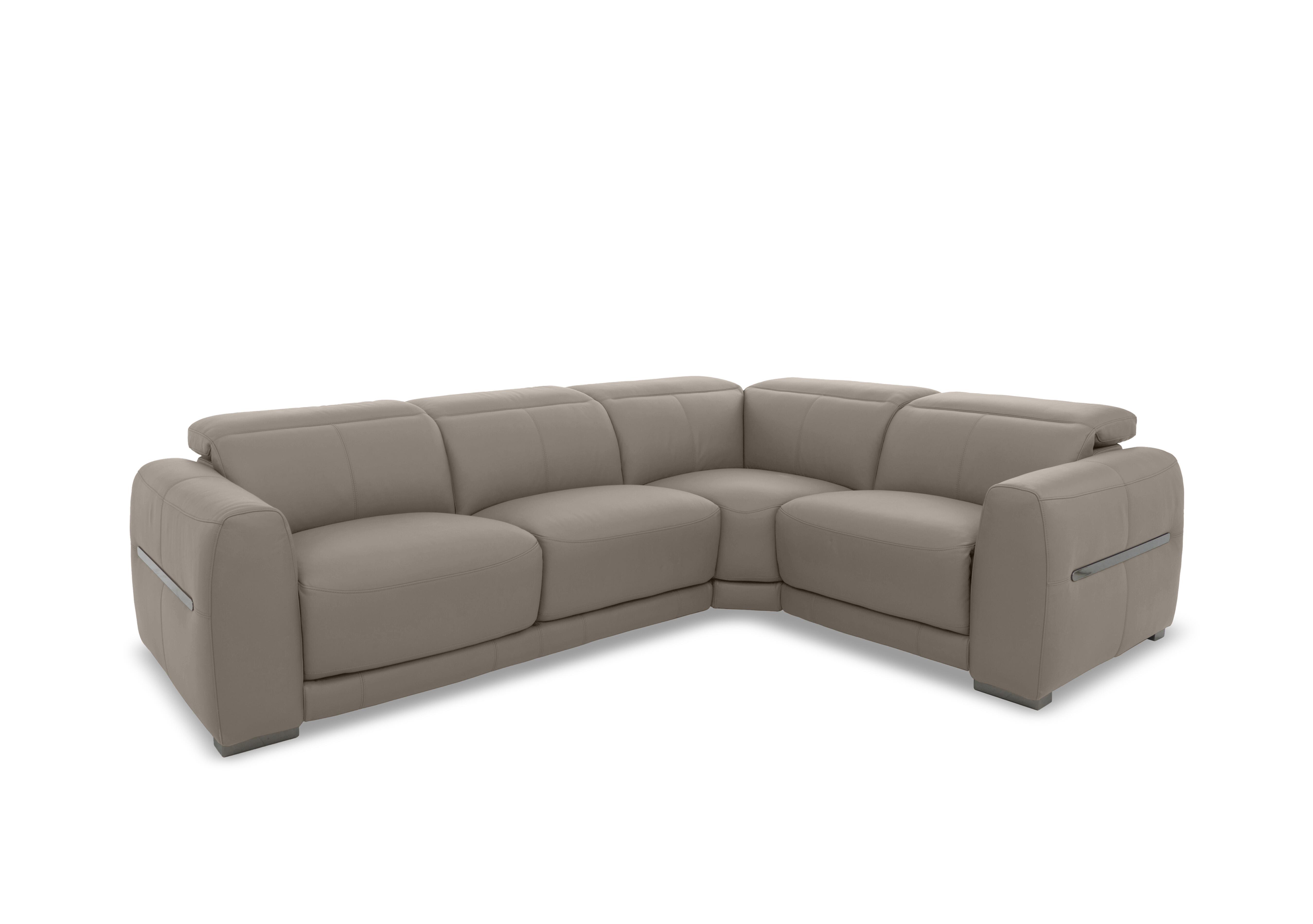 Edison Small Leather Corner Sofa in Nw-513e Pine Bark Gm on Furniture Village