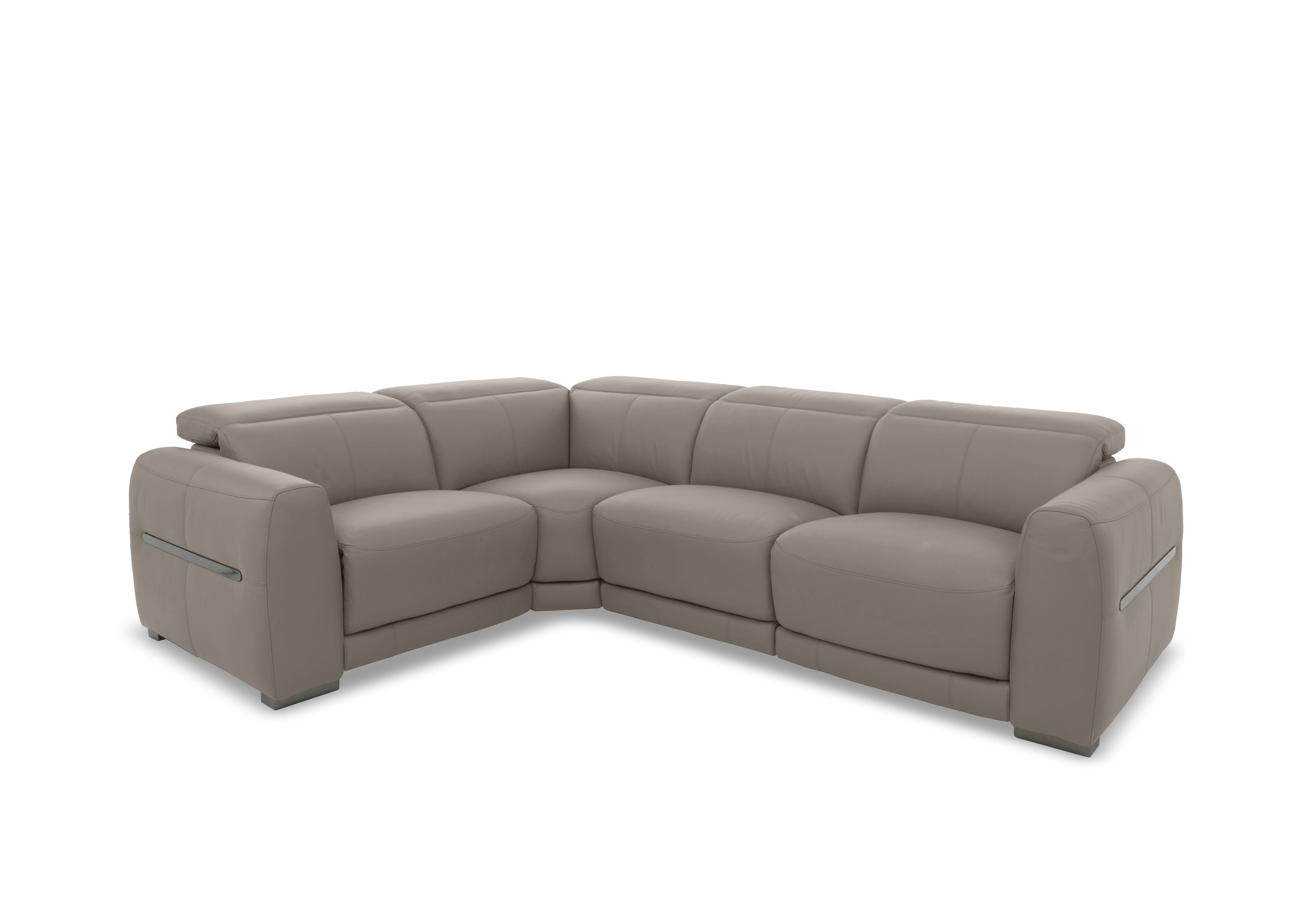 Edison Small Leather Corner Sofa in Nw-513e Pine Bark Gm on Furniture Village