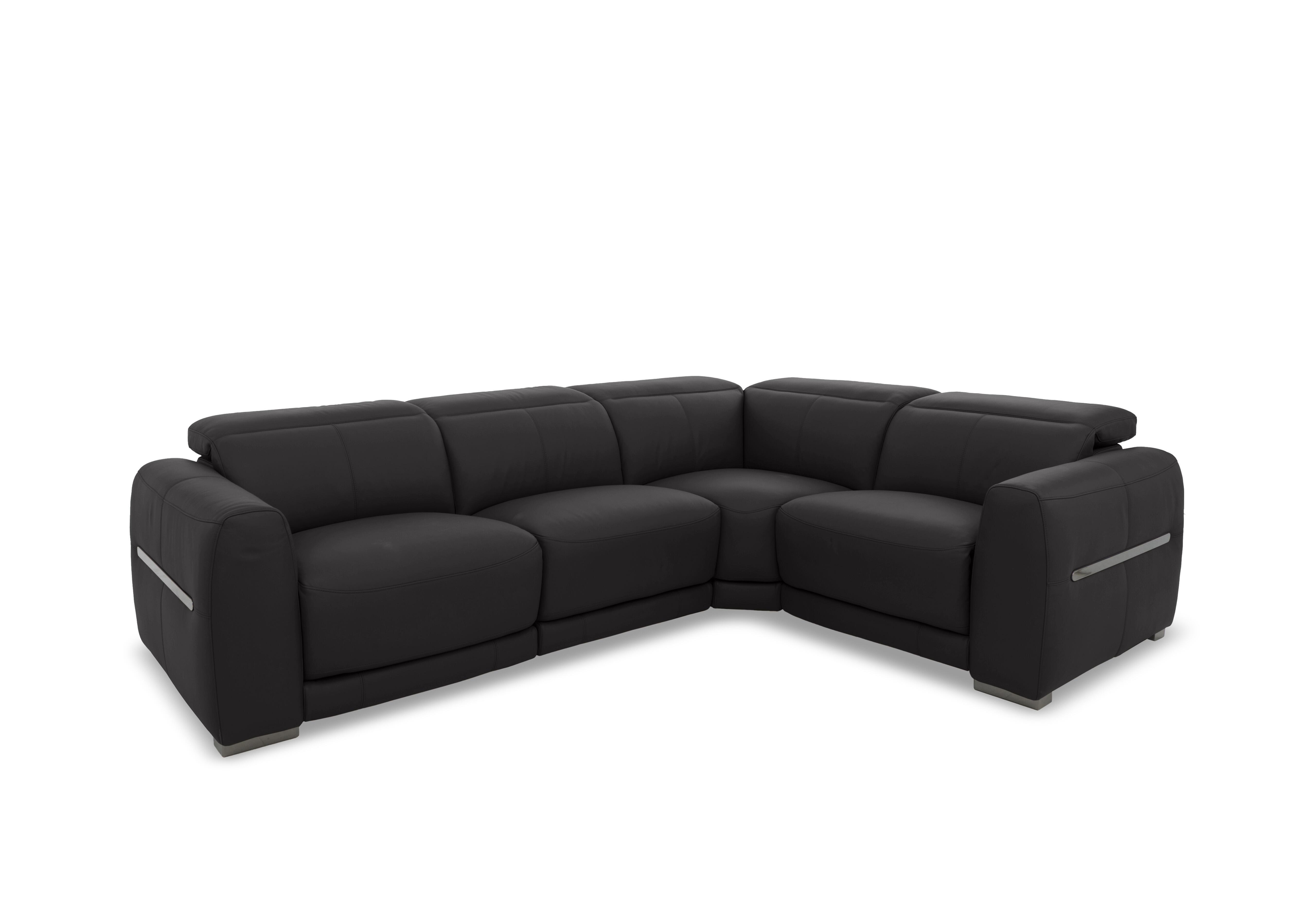 Edison Small Leather Corner Sofa in Nw-517e Shale Grey Gm on Furniture Village