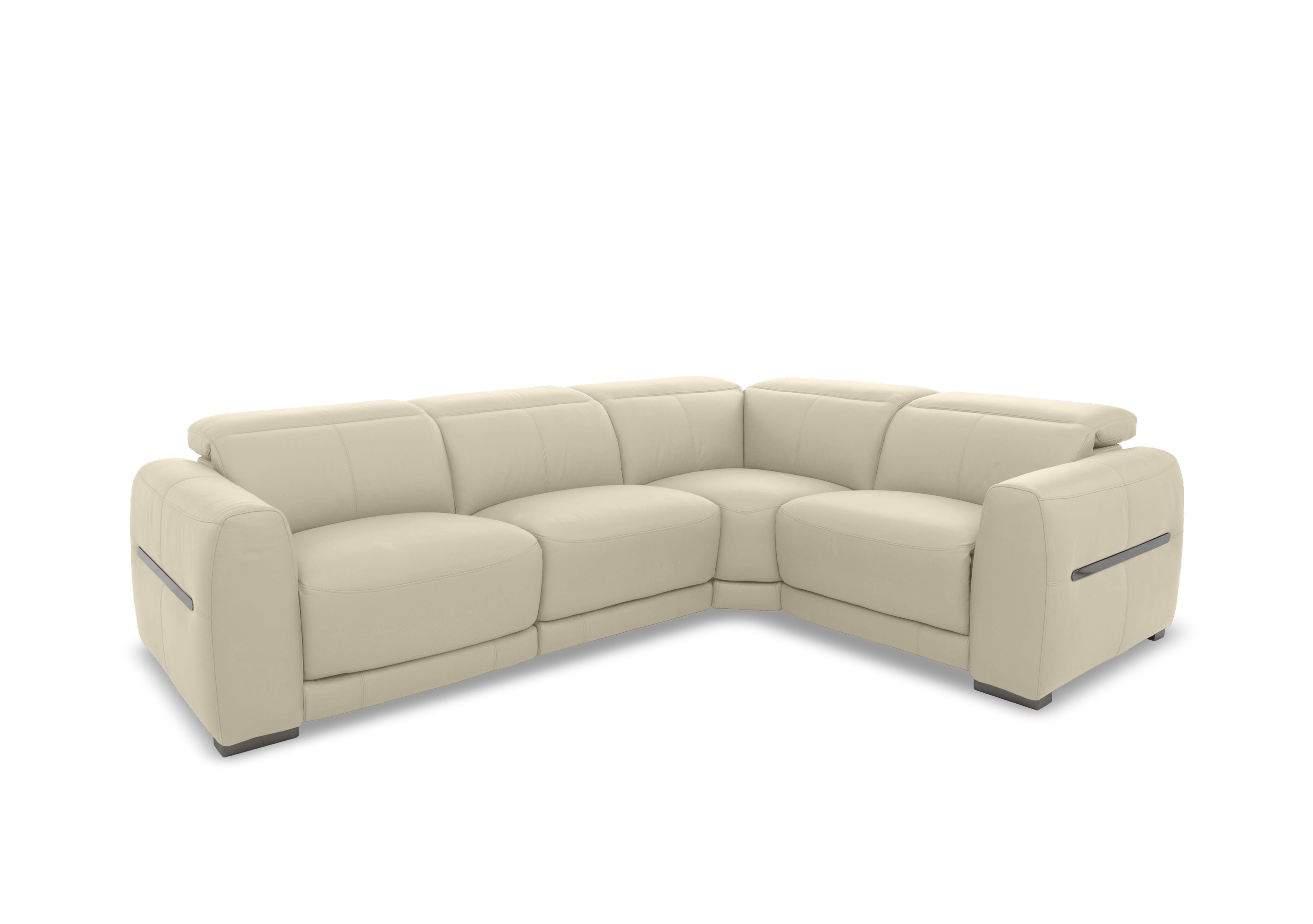 Edison Small Leather Corner Sofa in Nw-862c Bisque Gm on Furniture Village