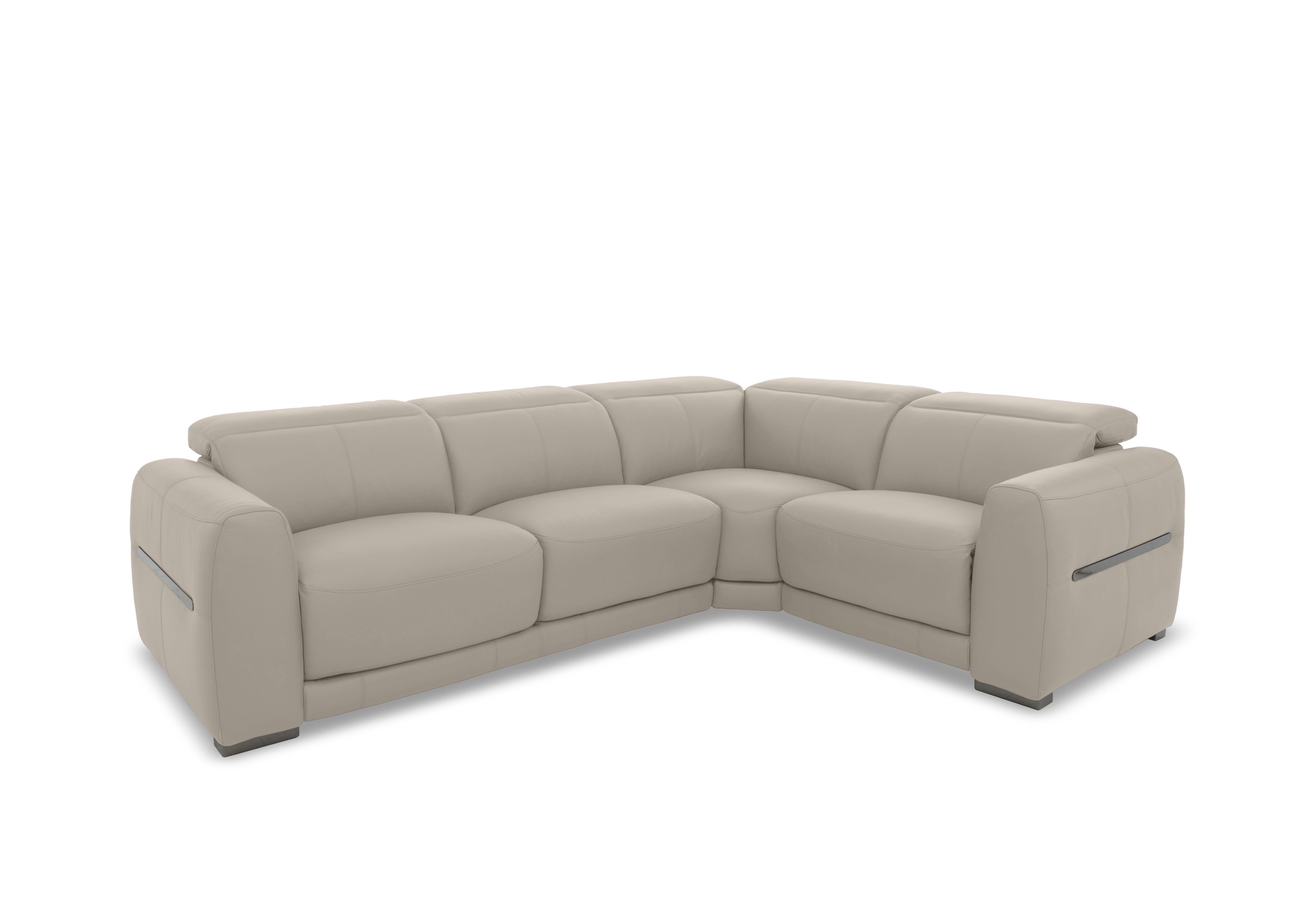 Edison Small Leather Corner Sofa in Nw-946b Feather Grey Gm on Furniture Village