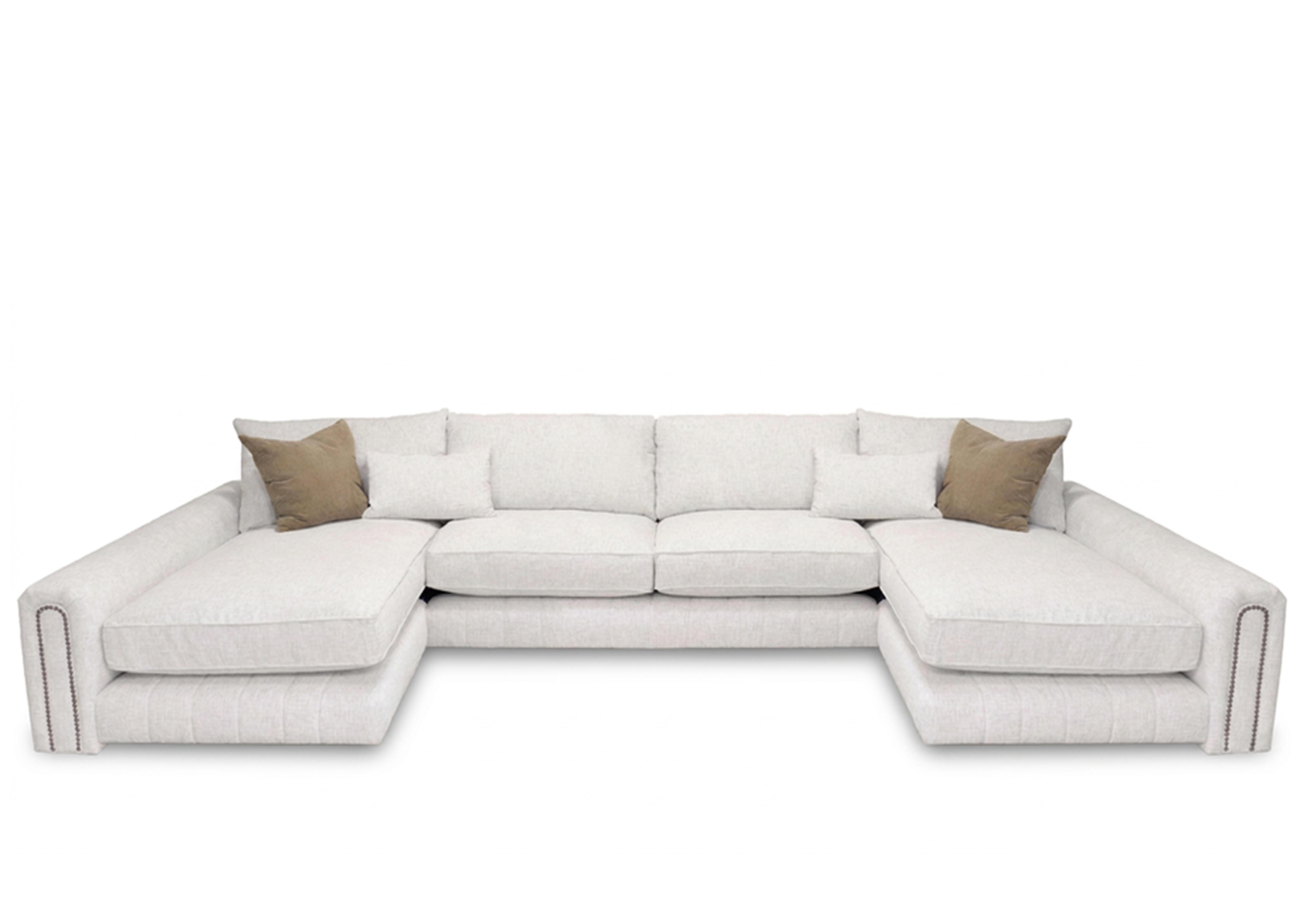 Retreat Large Fabric U Shaped Sofa in Odyssey Afterglow Studs on Furniture Village