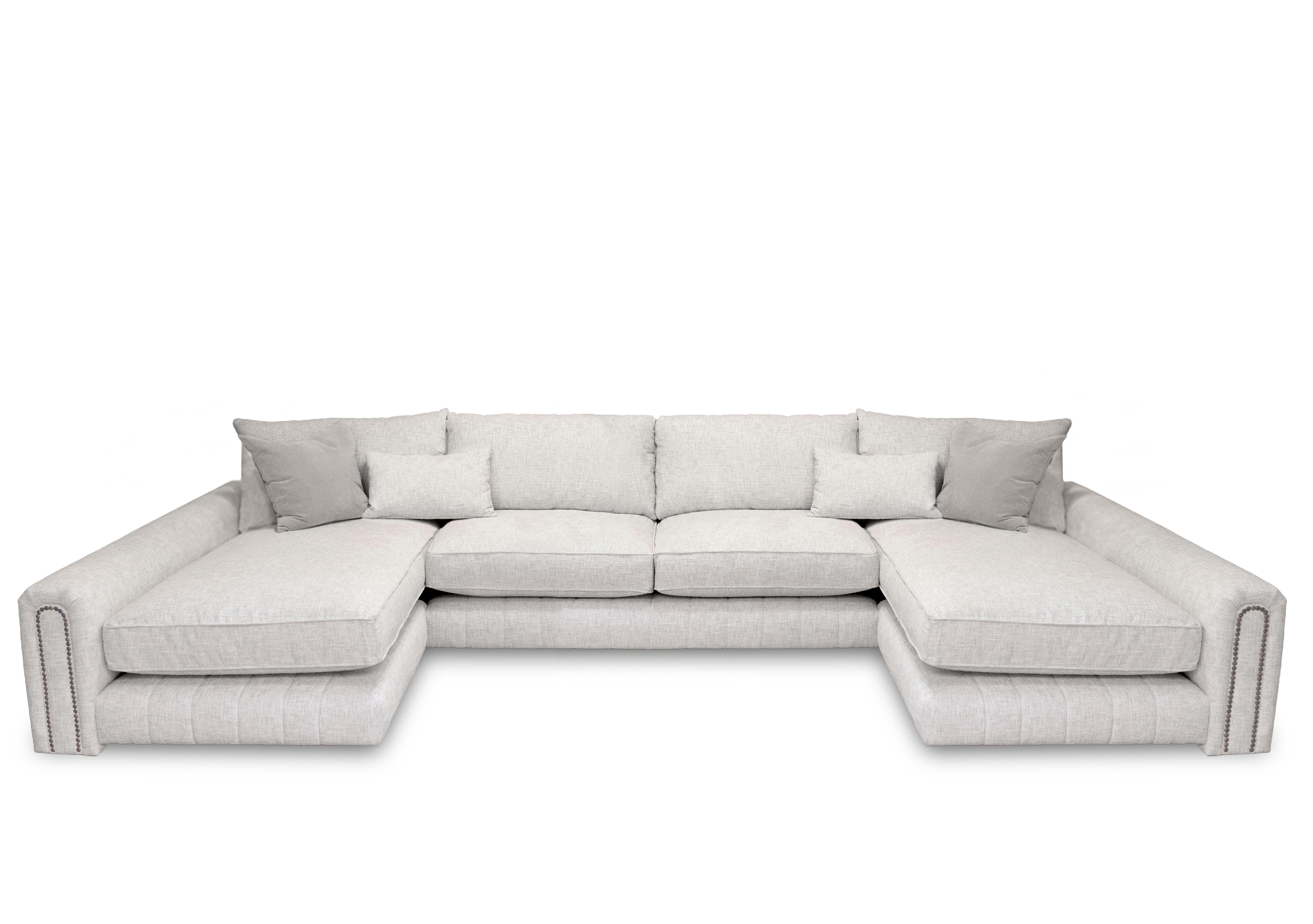 Retreat Large Fabric U Shaped Sofa in Odyssey Cosmic Dust Studs on Furniture Village
