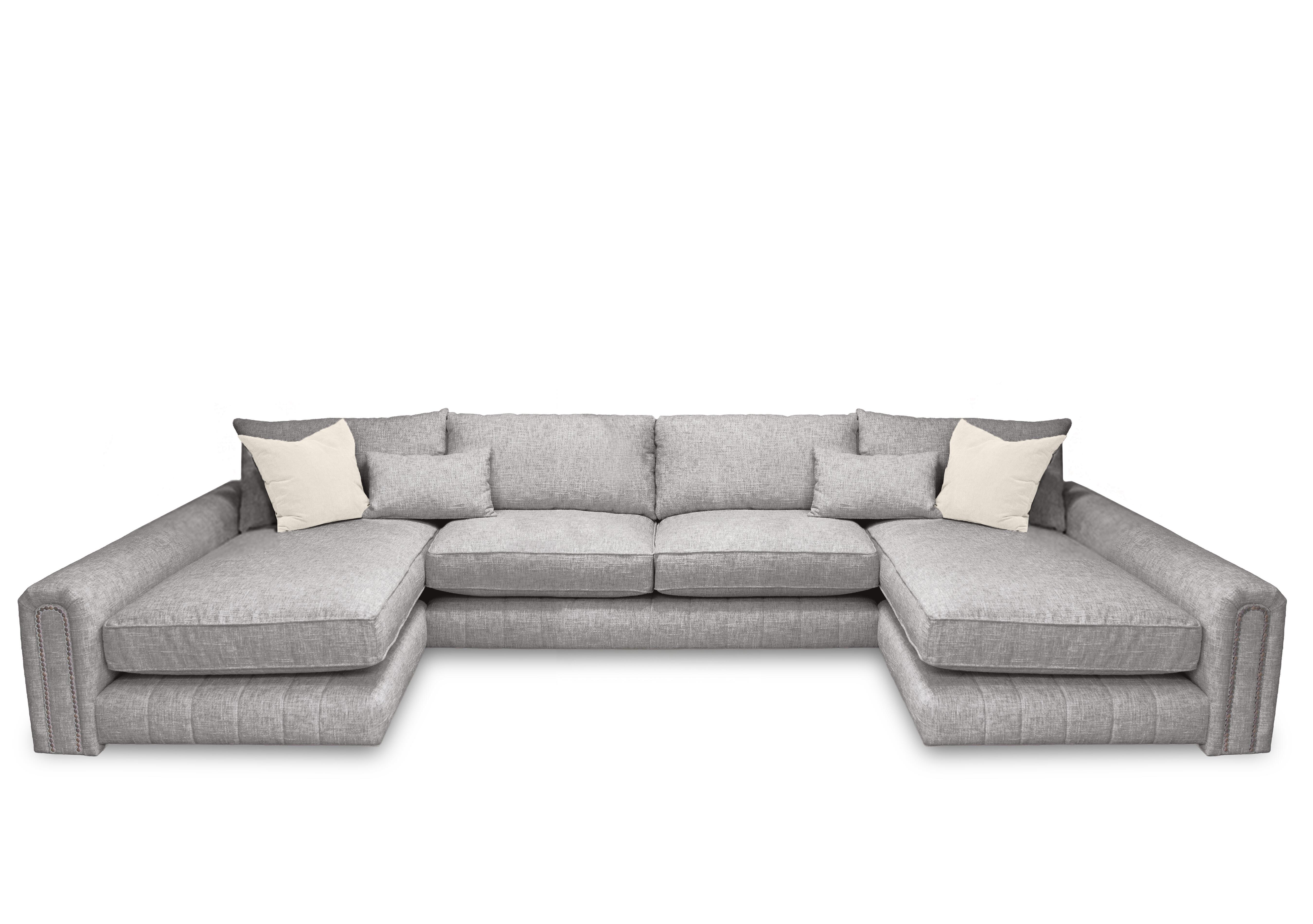 Retreat Large Fabric U Shaped Sofa in Odyssey Metropolis Studs on Furniture Village
