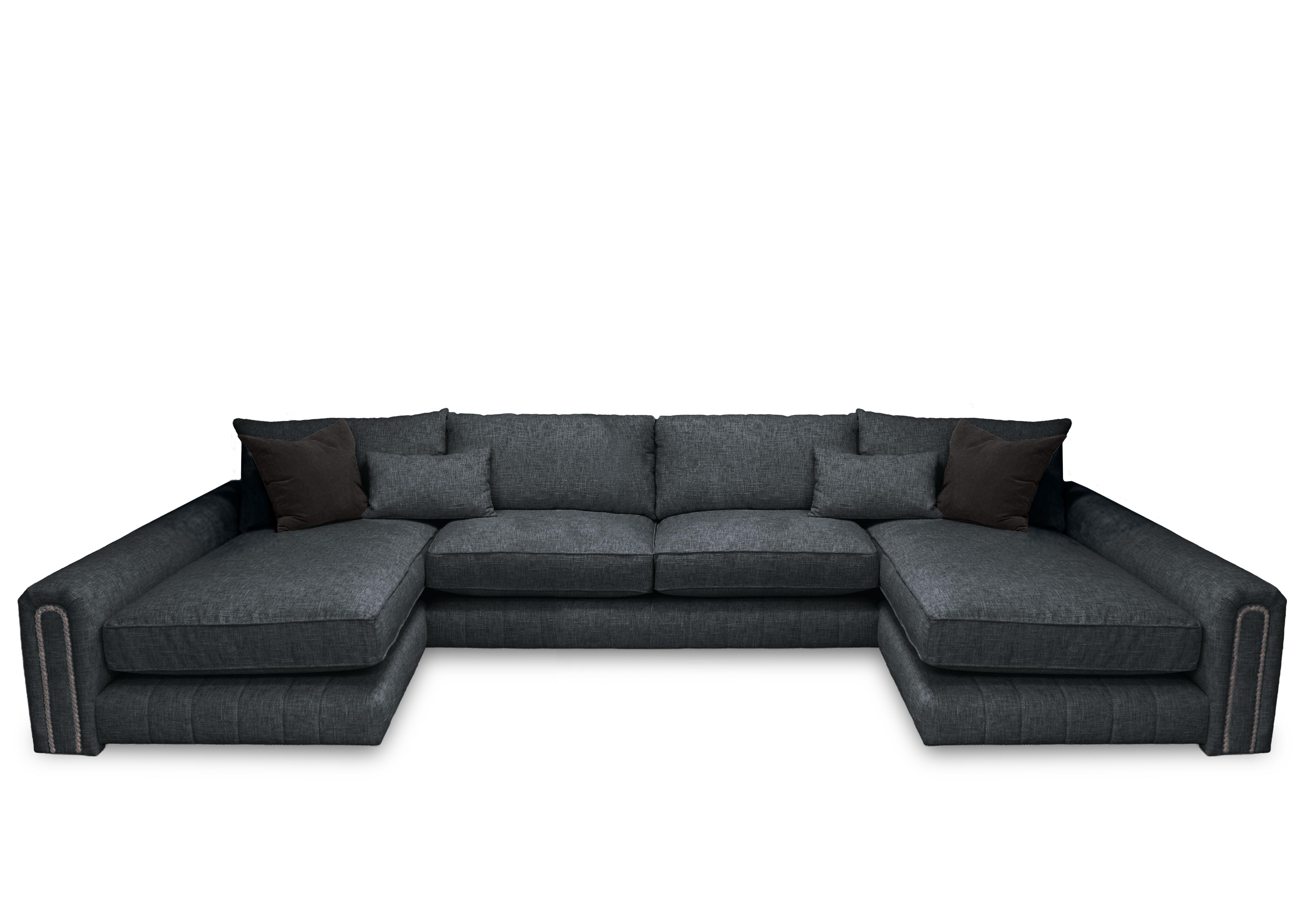 Retreat Large Fabric U Shaped Sofa in Odyssey Subzero Studs on Furniture Village
