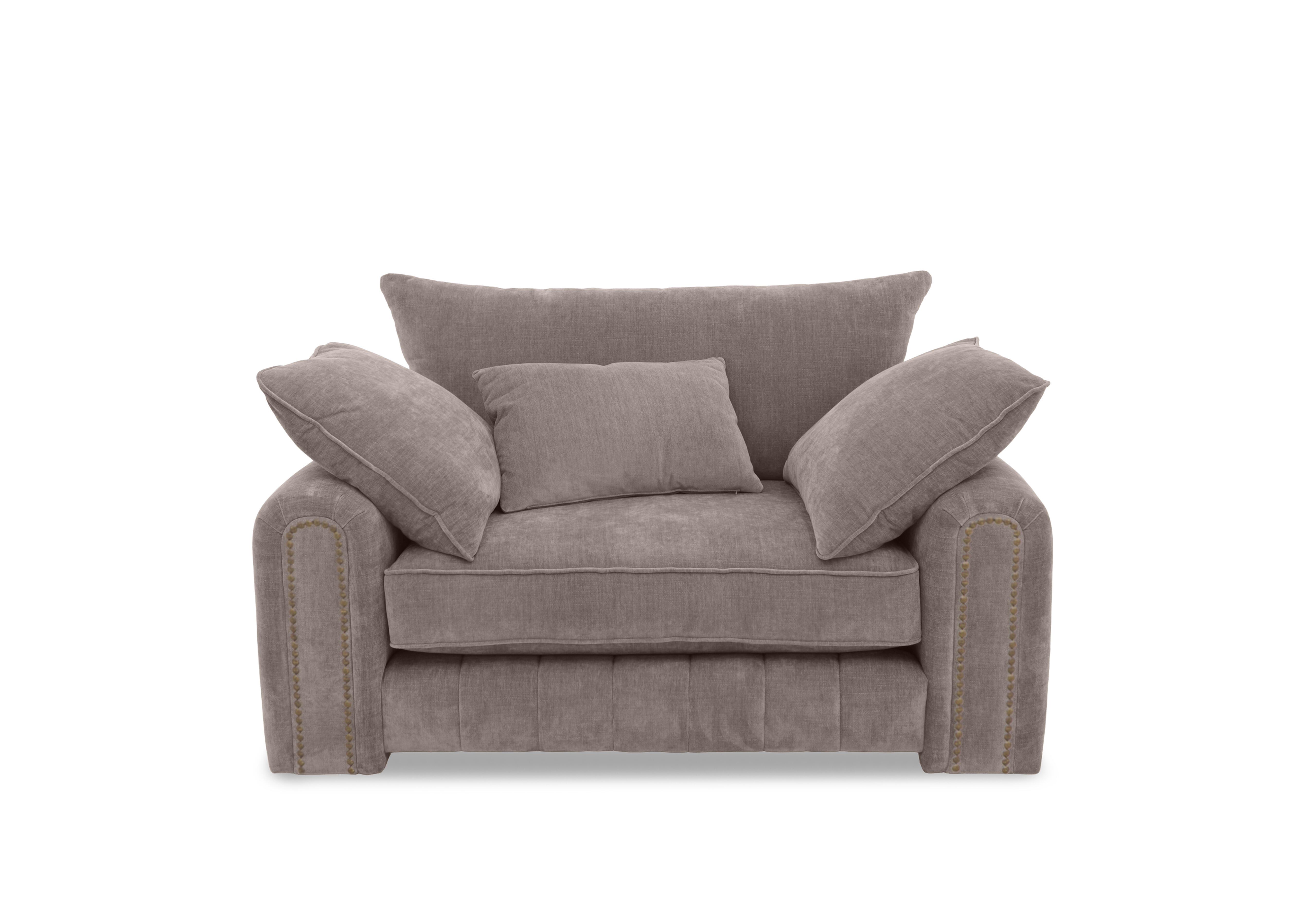 Retreat Snuggler Chair in Aston Latte Studs on Furniture Village