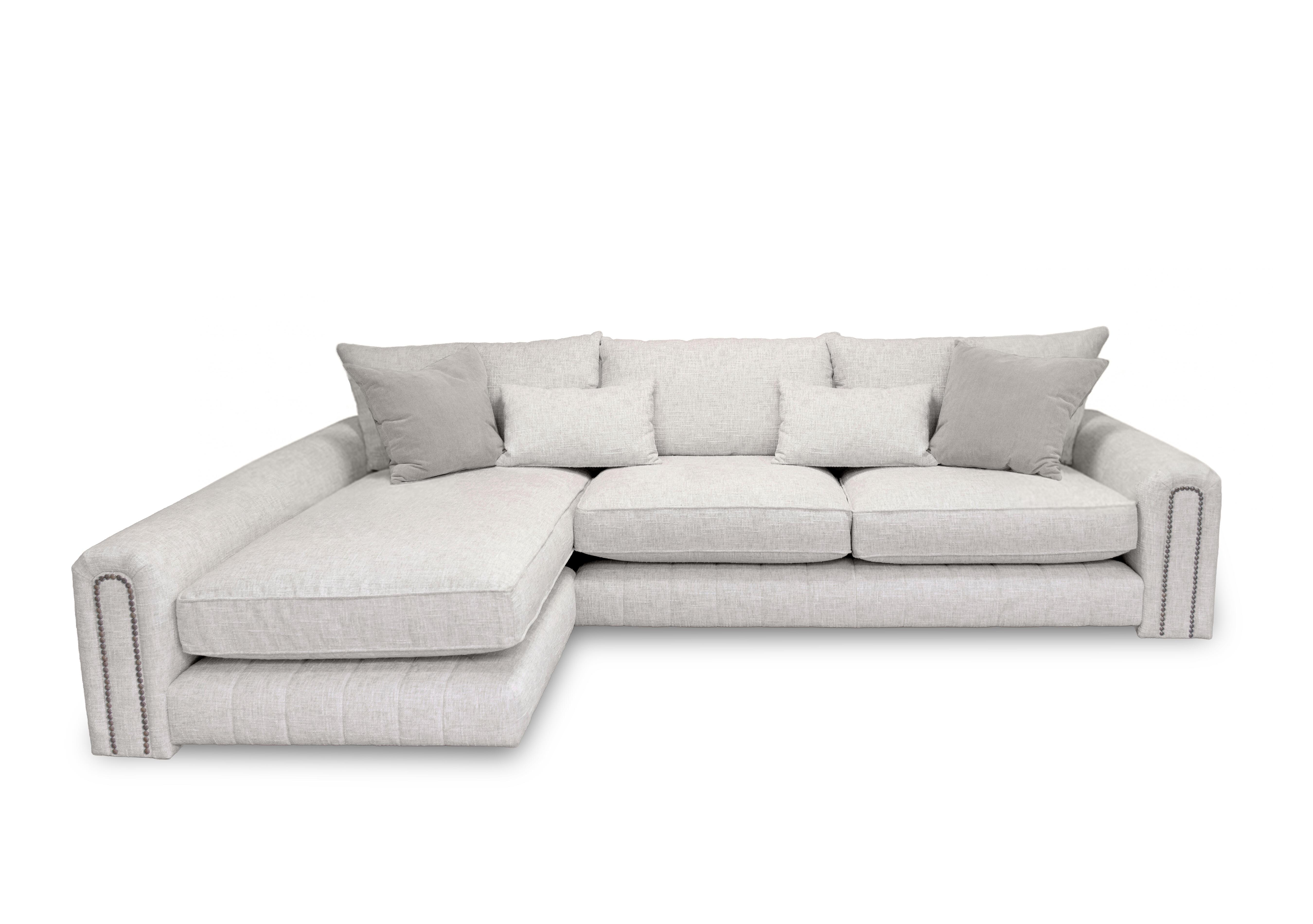 Retreat Fabric Chaise End Sofa in Odyssey Cosmic Dust Studs on Furniture Village