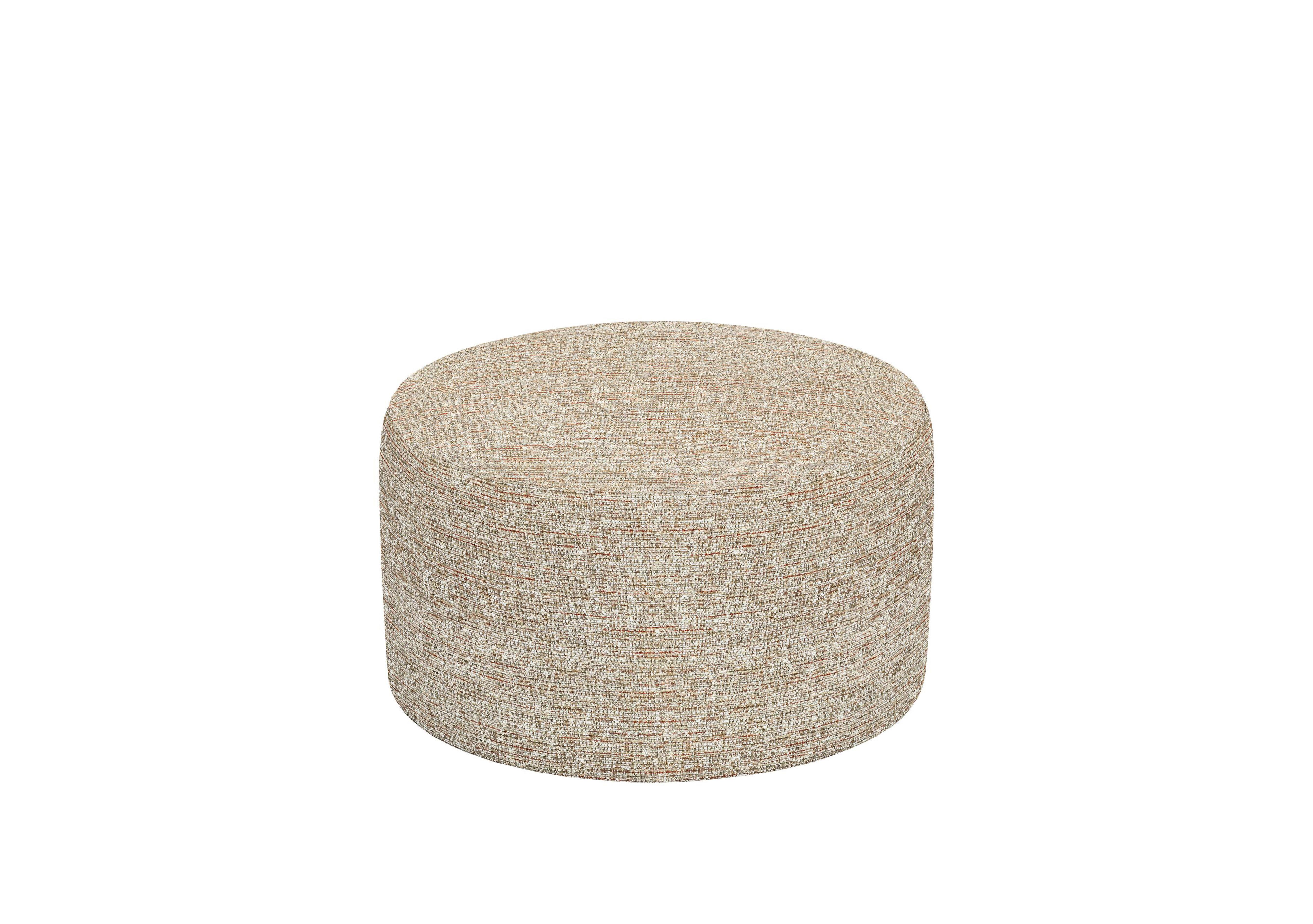 Large Round Fabric Footstool in C030 Kampala Beige on Furniture Village