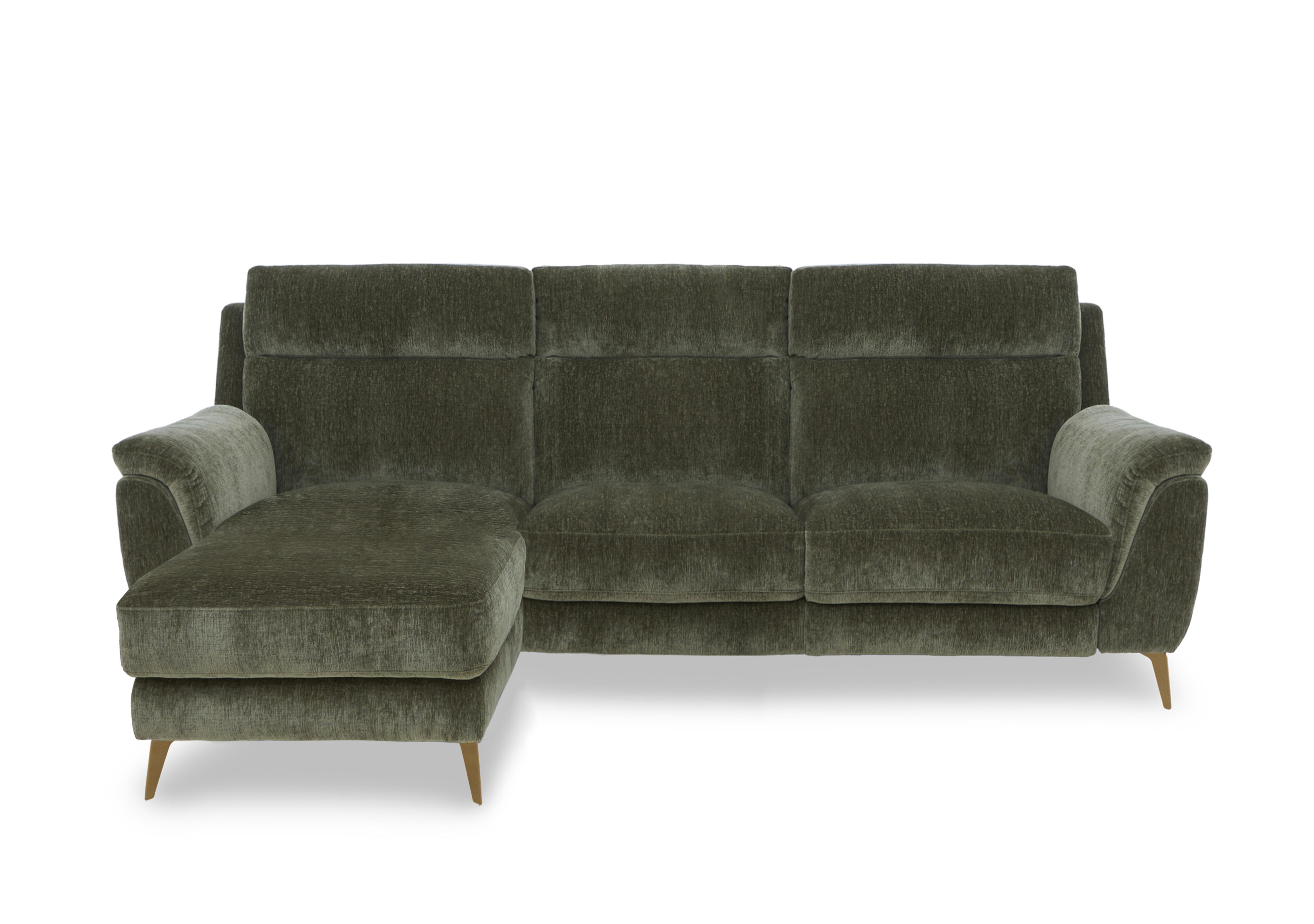 Eclipse Fabric 3 Seater Chaise End Sofa in Fab-Crn-R353 Forest Green Br on Furniture Village