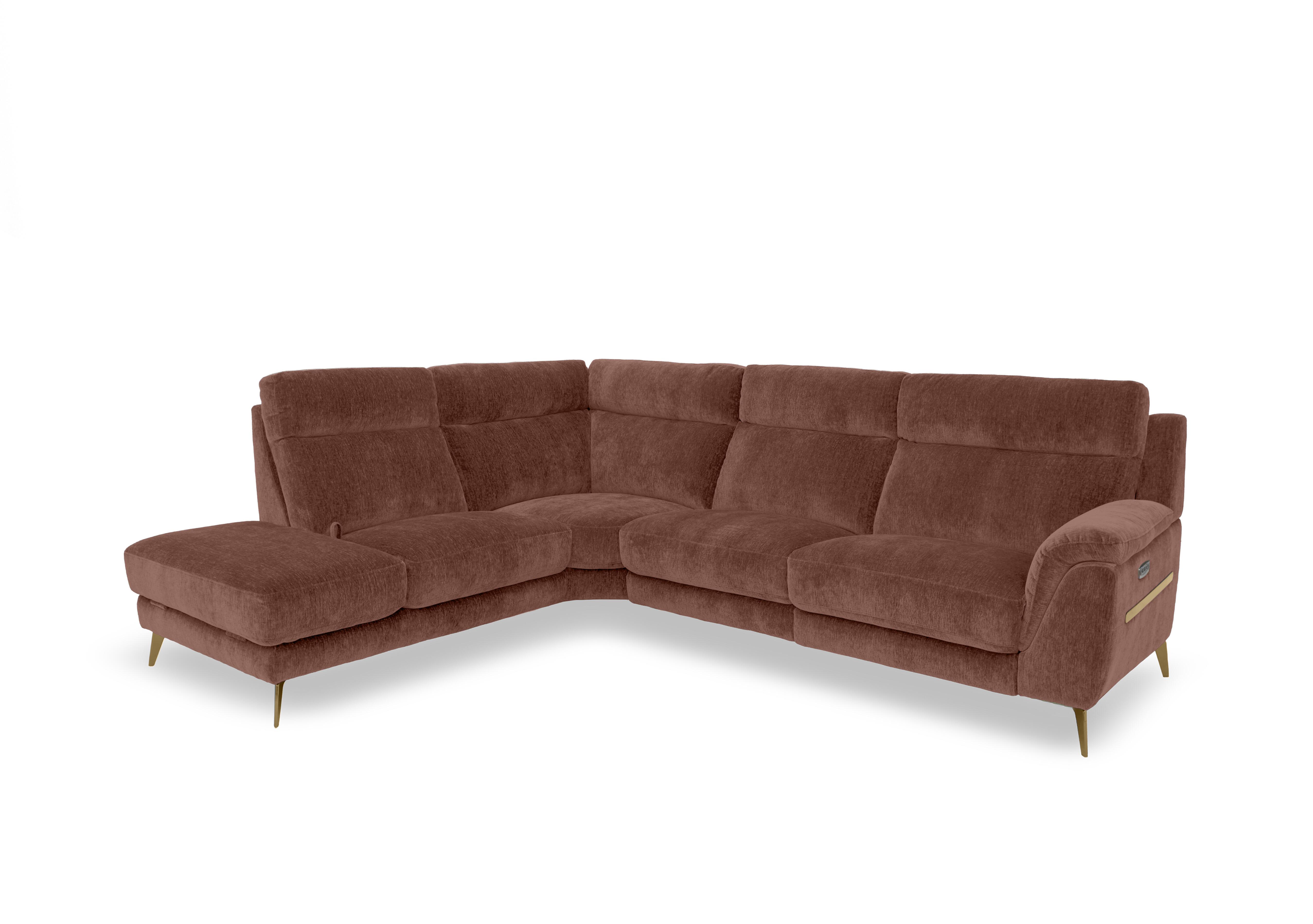 Eclipse Fabric Corner Sofa with Chaise End Storage in Fab-Crn-R500 Caramel Br on Furniture Village