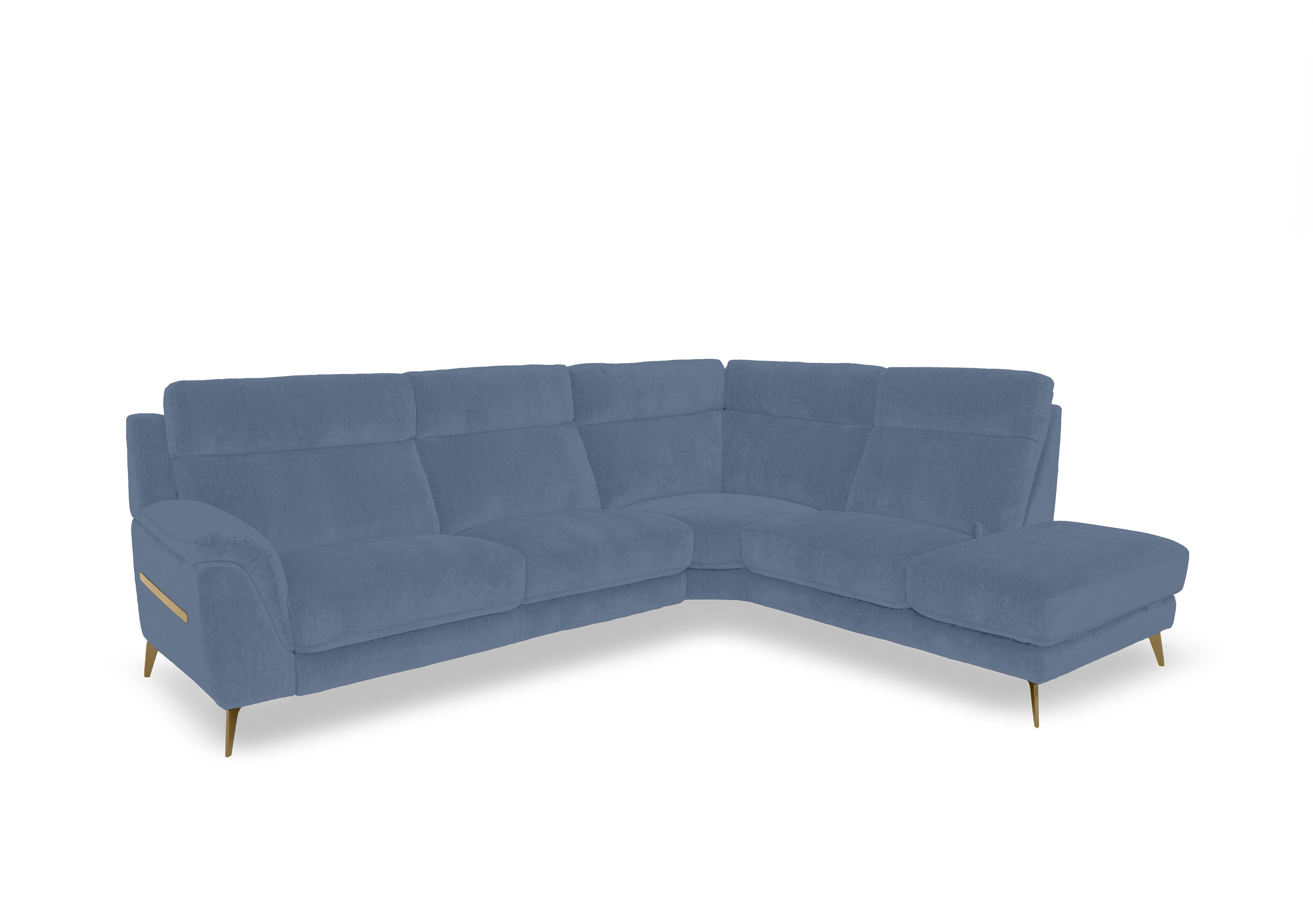 Eclipse Fabric Corner Sofa with Chaise End Storage in Fab-Dab-R18 Silverish Blue Br on Furniture Village