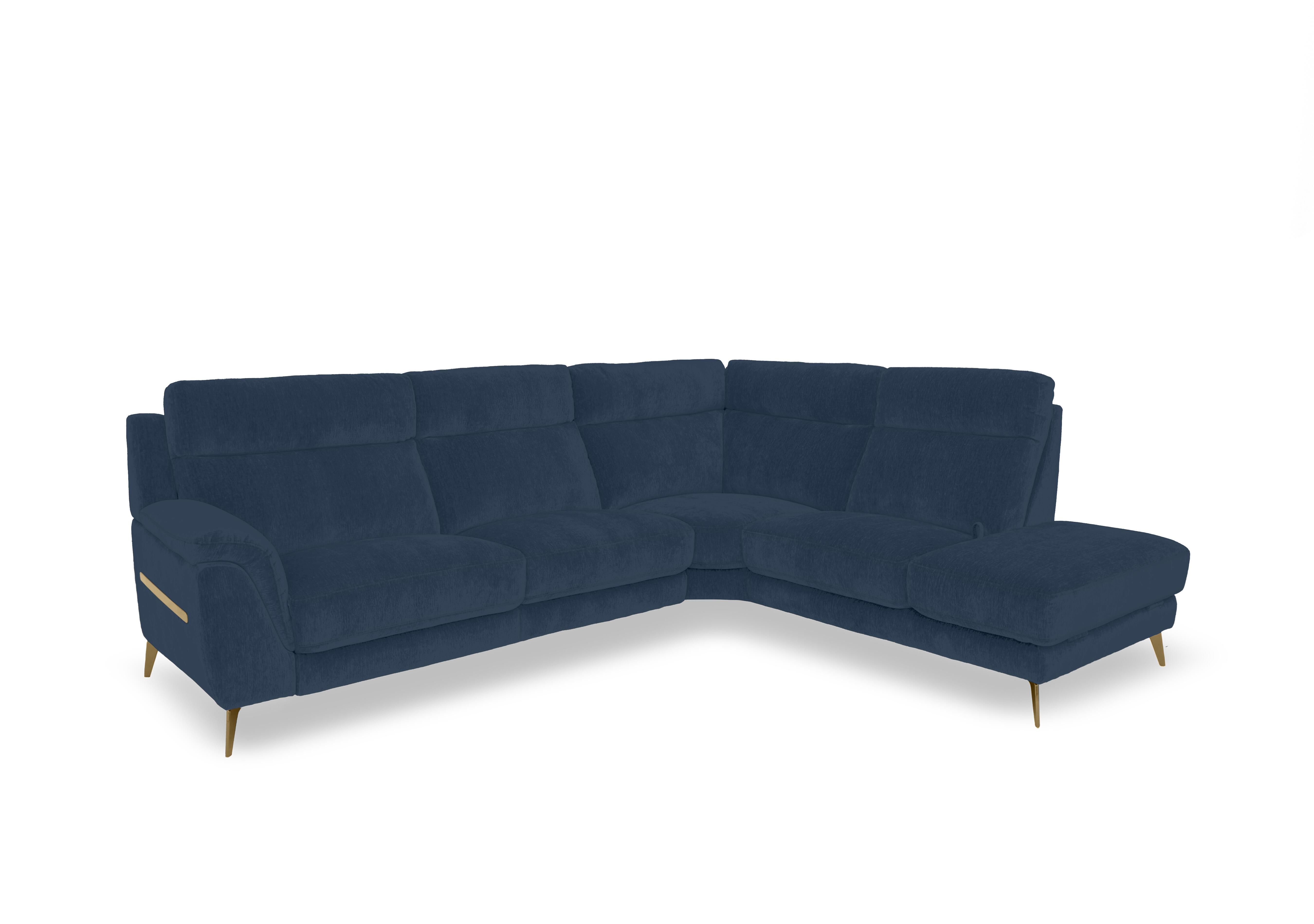 Eclipse Fabric Corner Sofa with Chaise End Storage in Fab-Dab-R23 Steel Blue Br on Furniture Village