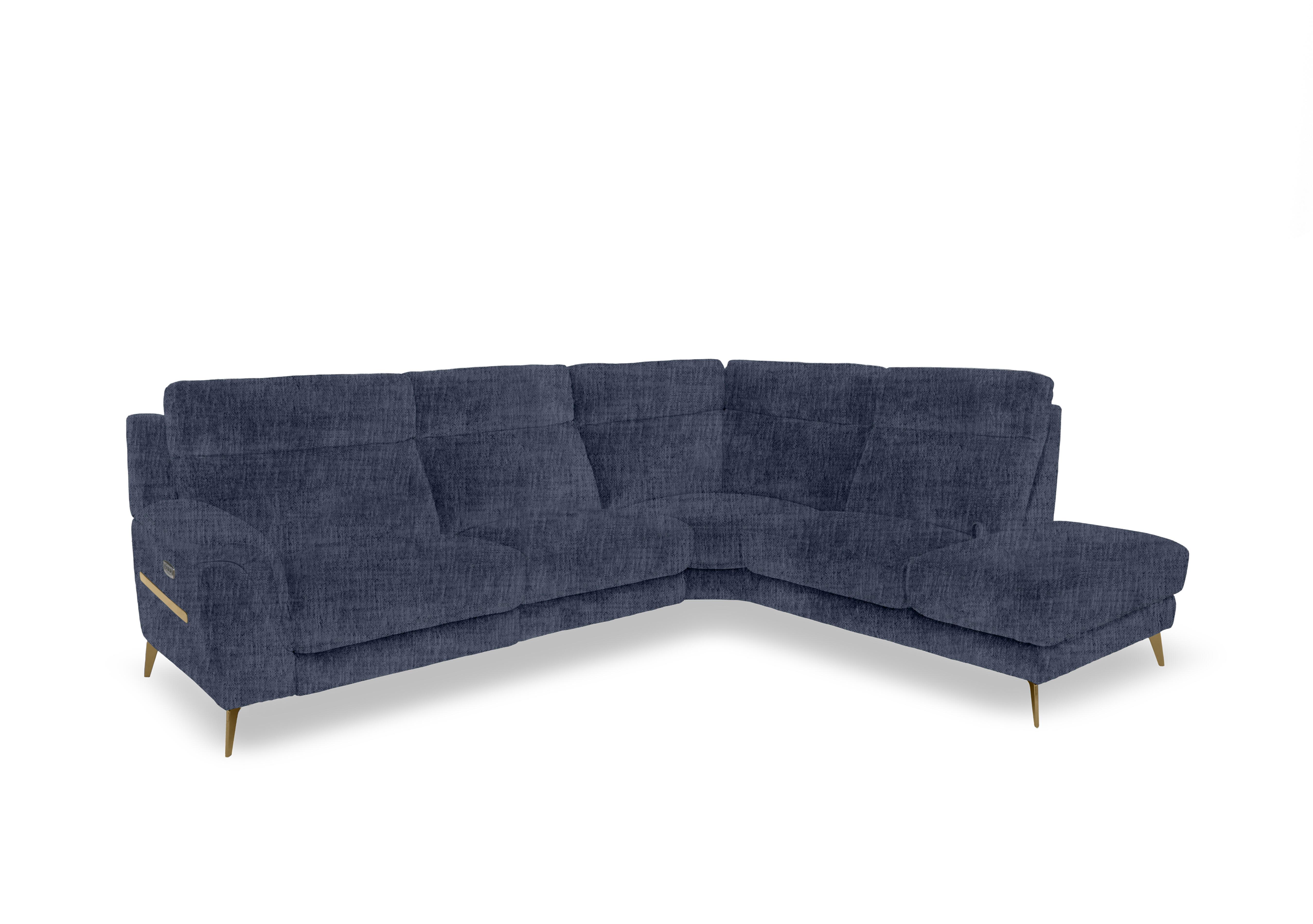 Eclipse Fabric Corner Sofa with Chaise End Storage in Fab-Mga-R10 Dark Denim Br on Furniture Village