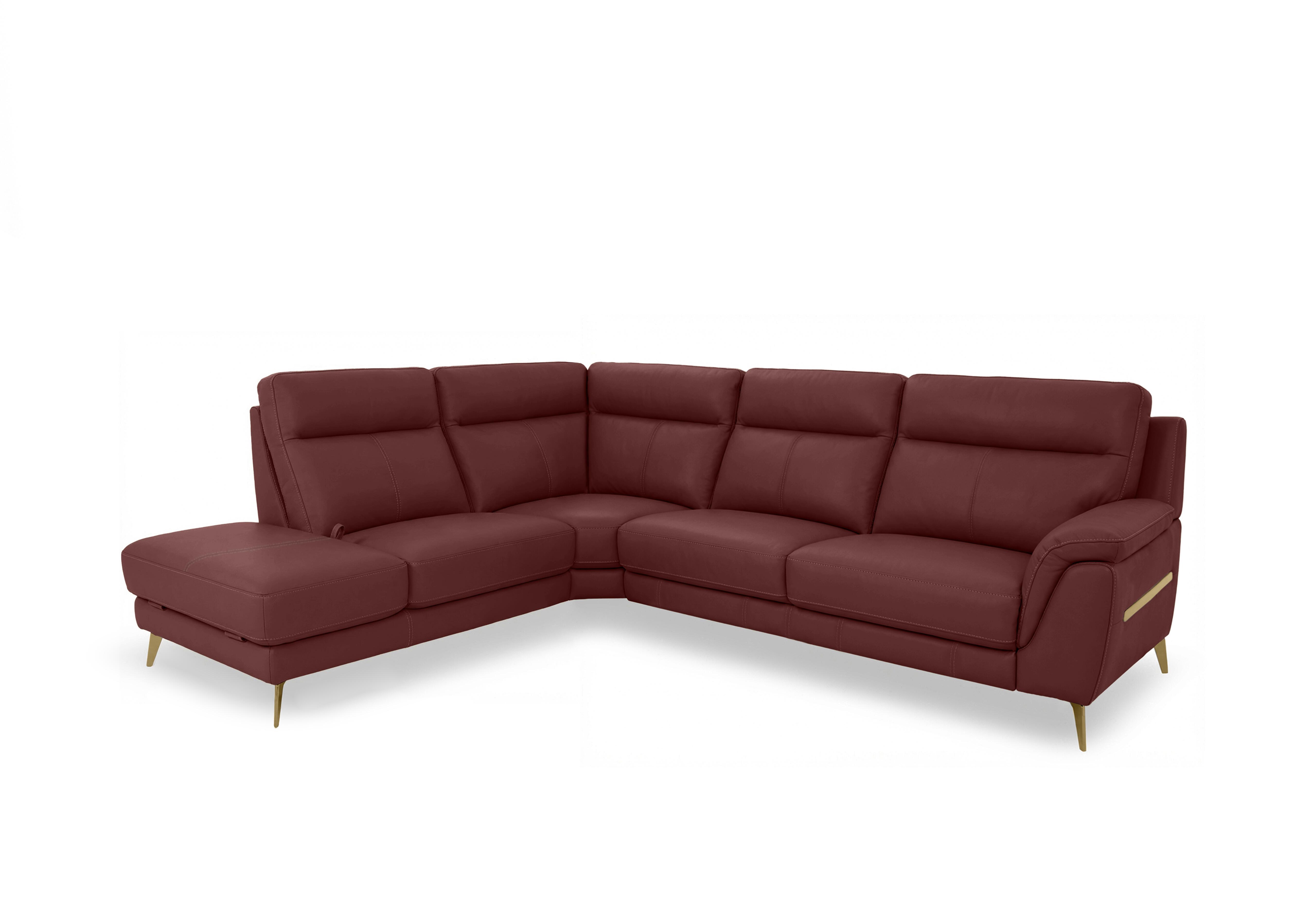 Eclipse Leather Corner Sofa with Chaise End Storage in Nw-035c Deep Red Br on Furniture Village