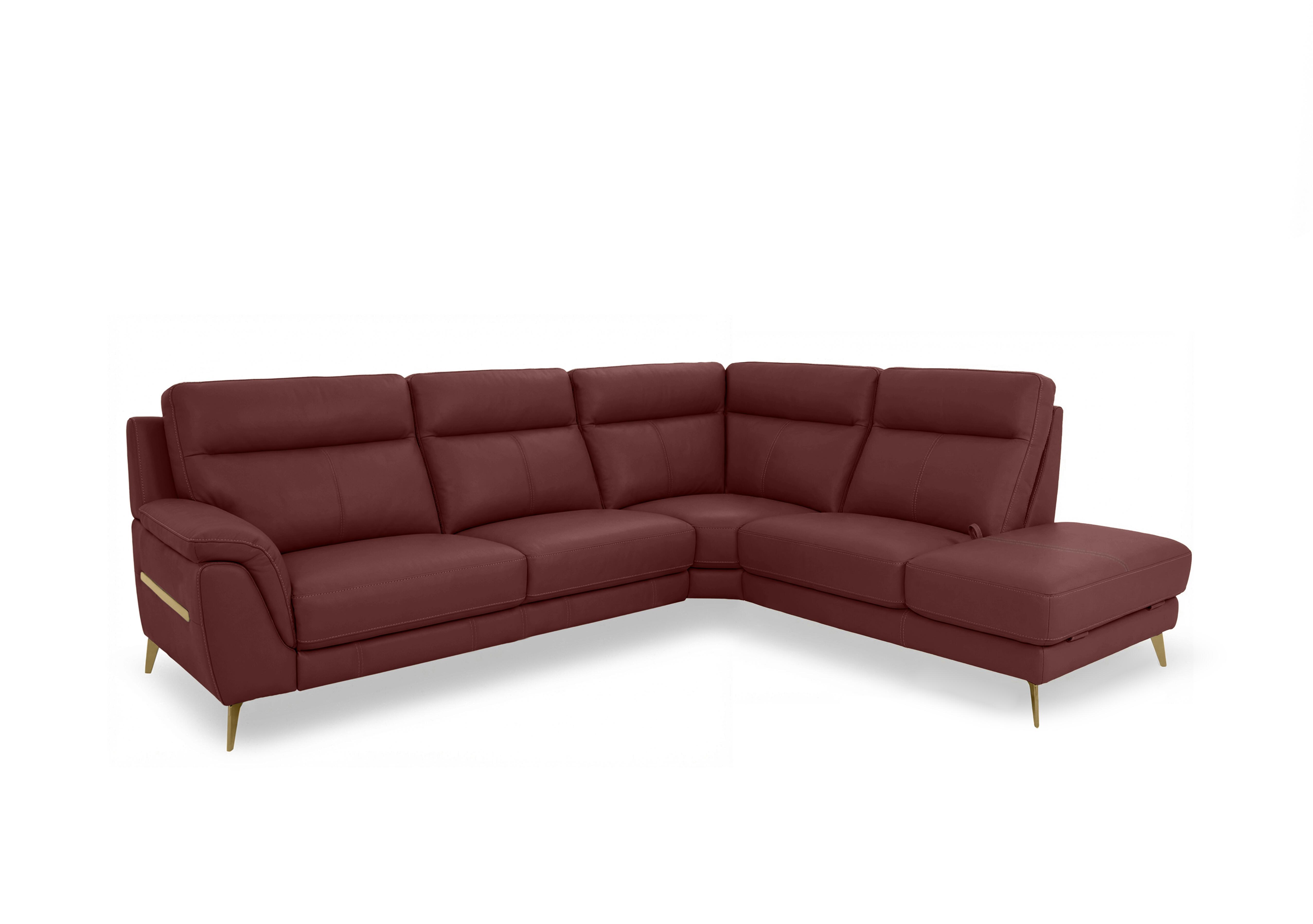 Eclipse Leather Corner Sofa with Chaise End Storage in Nw-035c Deep Red Br on Furniture Village