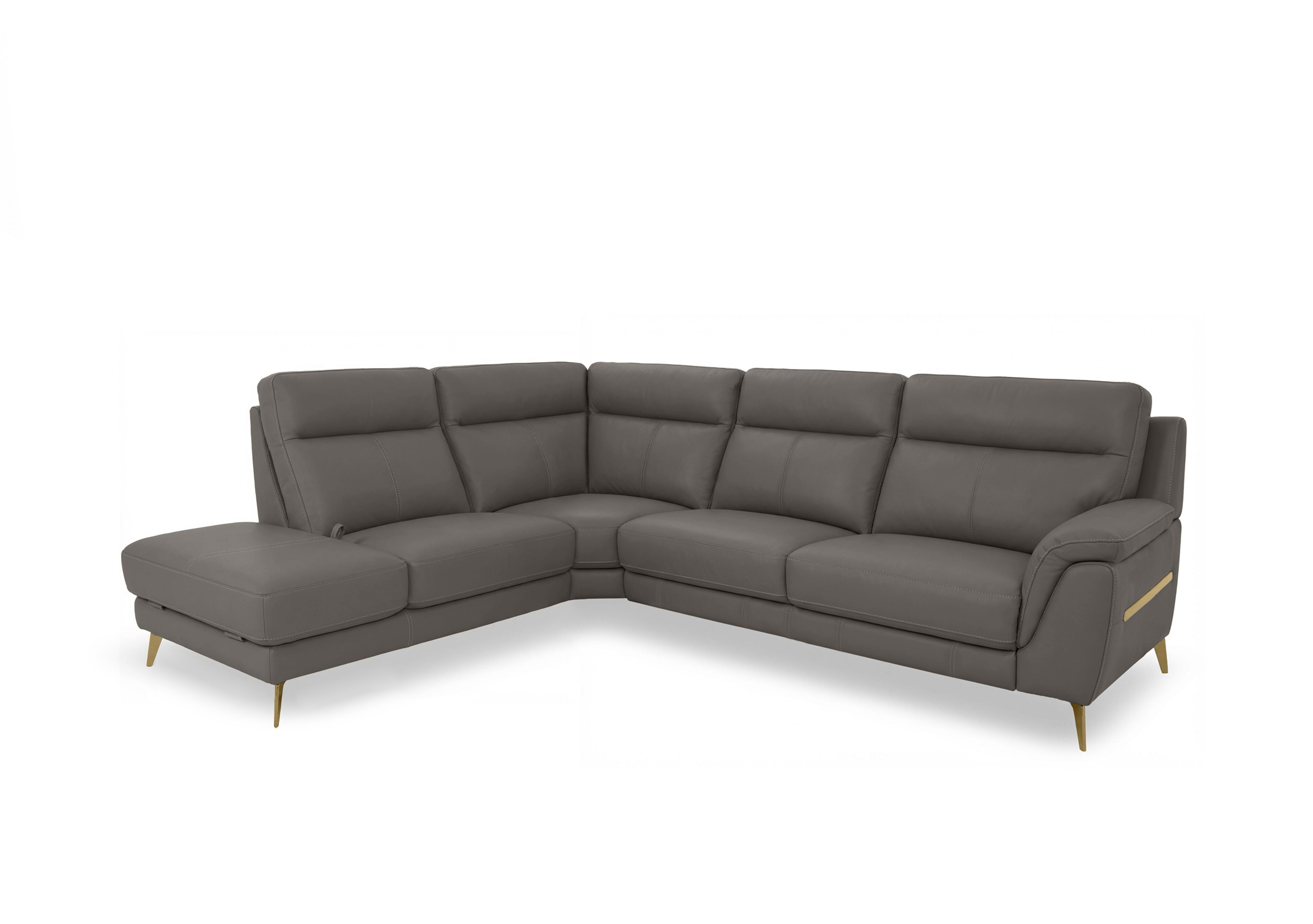Eclipse Leather Corner Sofa with Chaise End Storage in Nw-042e Elephant Br on Furniture Village