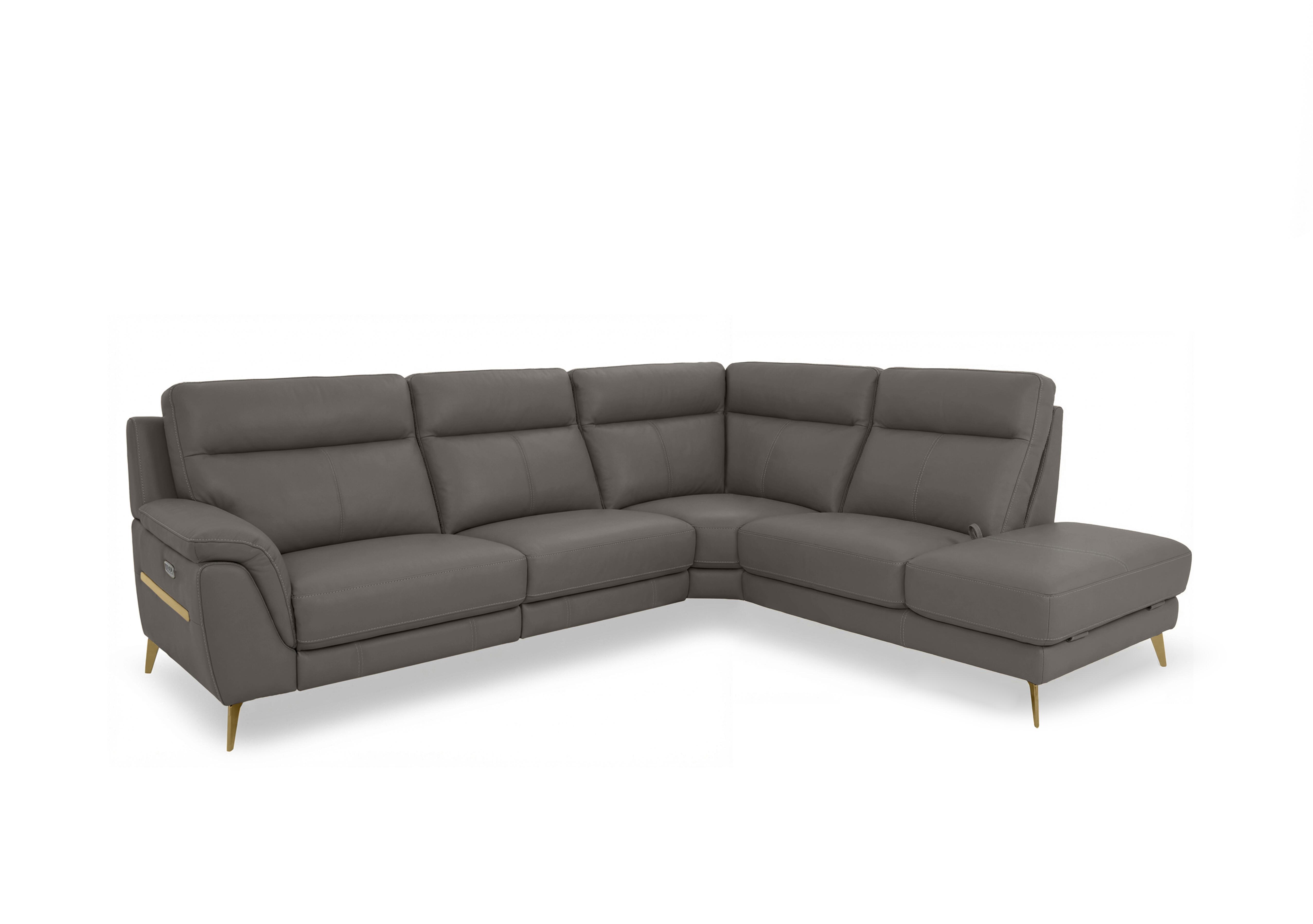 Eclipse Leather Corner Sofa with Chaise End Storage in Nw-042e Elephant Br on Furniture Village
