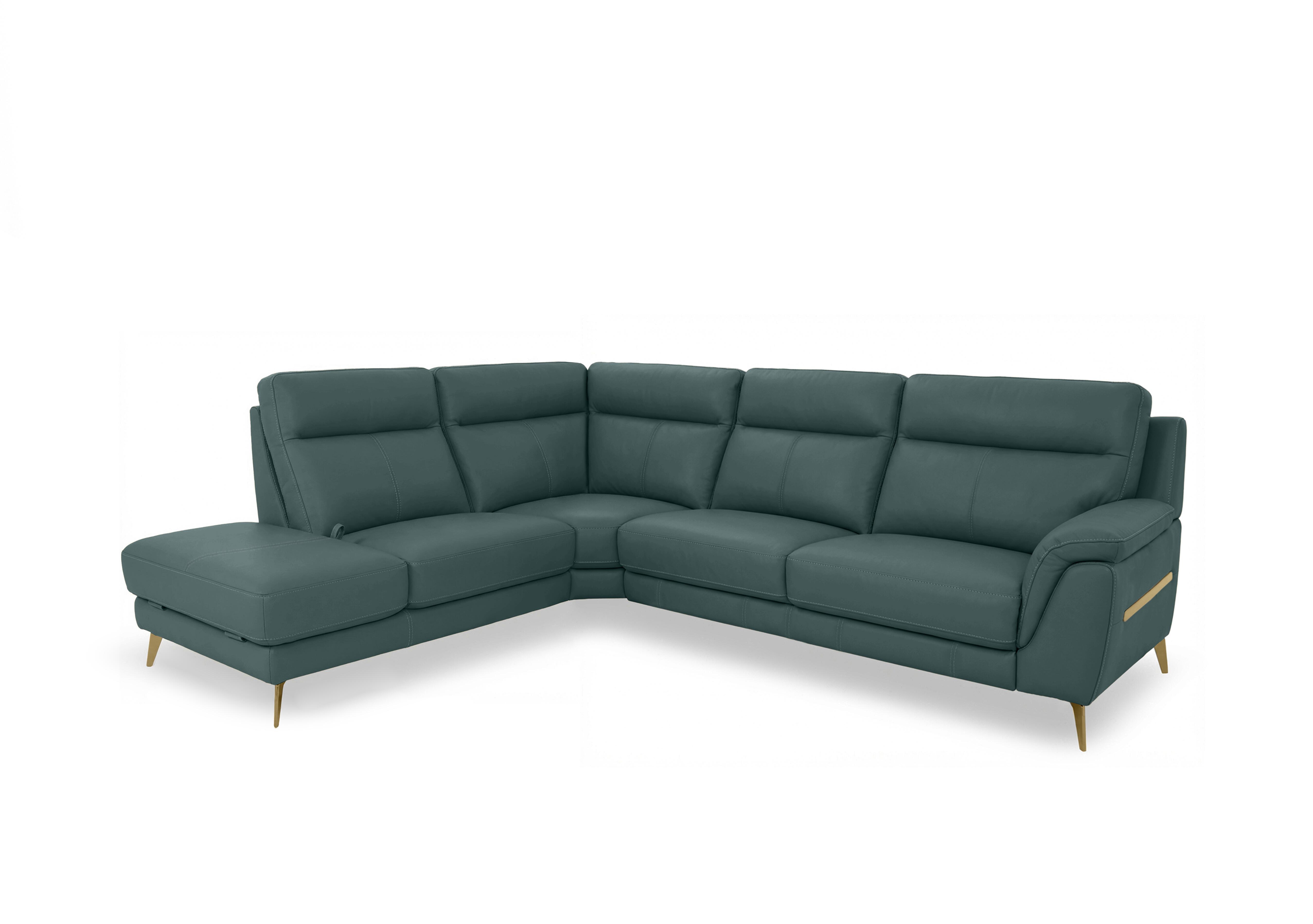 Eclipse Leather Corner Sofa with Chaise End Storage in Nw-301e Lake Green Br on Furniture Village