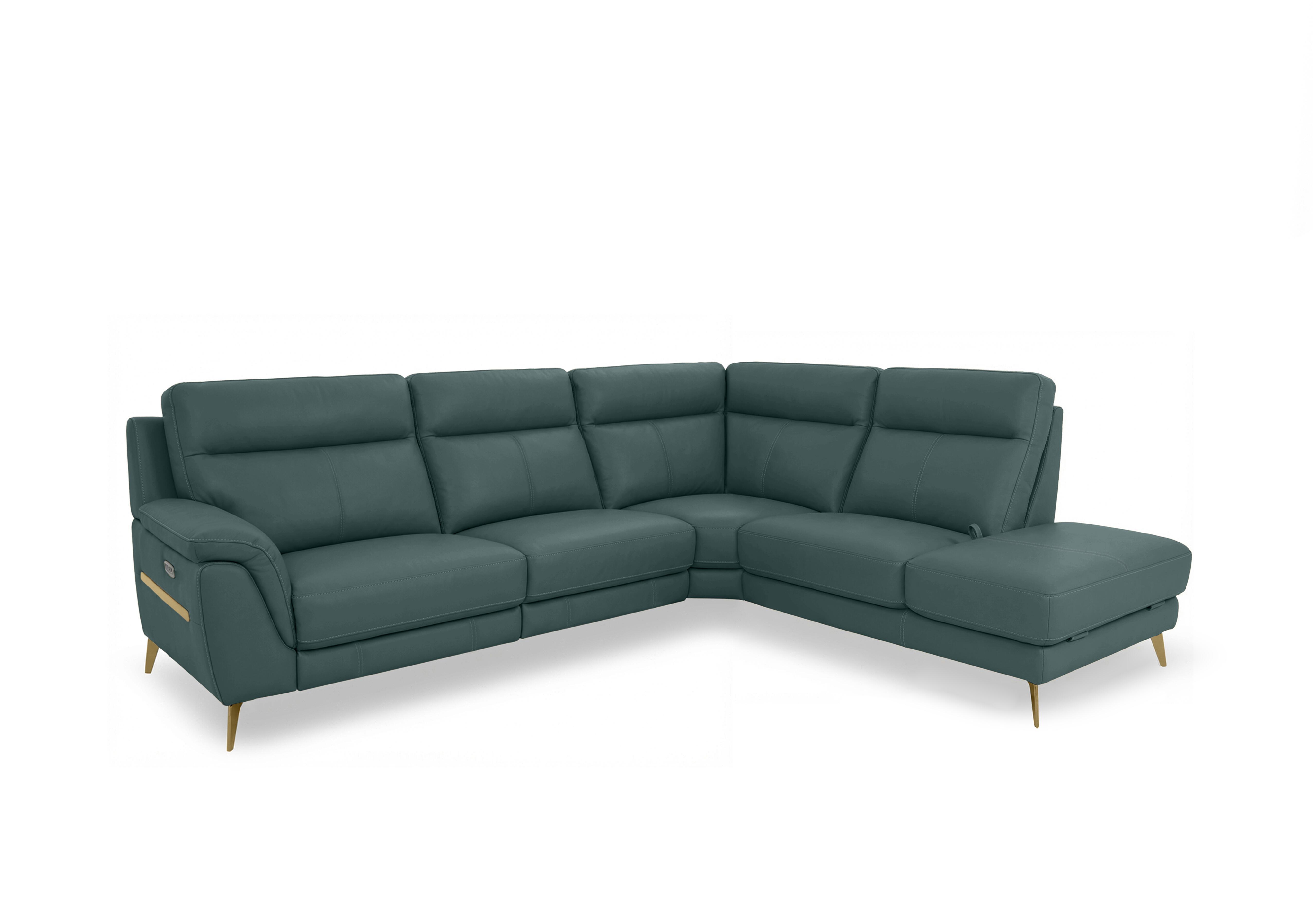 Eclipse Leather Corner Sofa with Chaise End Storage in Nw-301e Lake Green Br on Furniture Village
