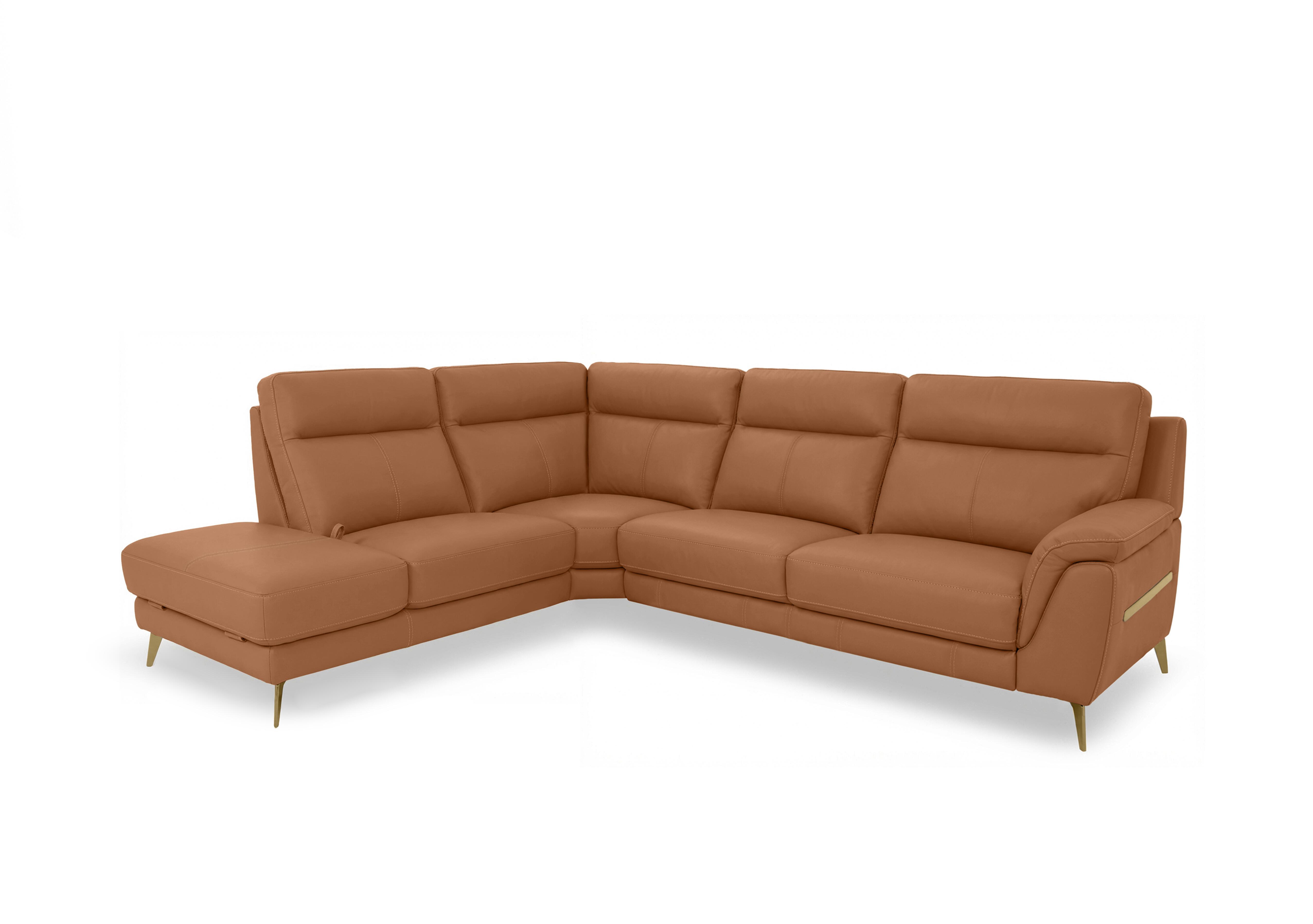 Eclipse Leather Corner Sofa with Chaise End Storage in Nw-334e Pecan Brown Br on Furniture Village