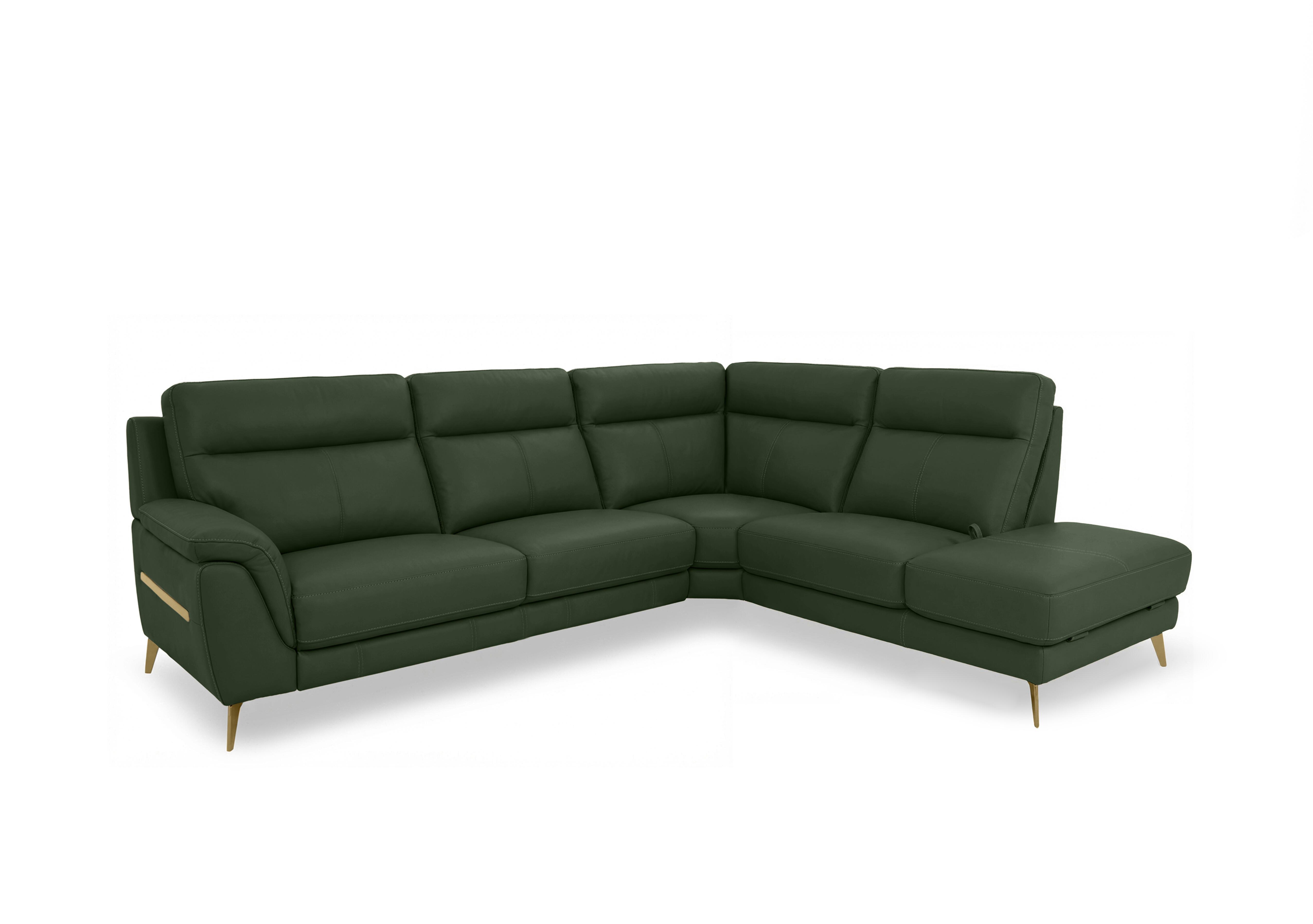 Eclipse Leather Corner Sofa with Chaise End Storage in Nw-371e Chive Green Br on Furniture Village
