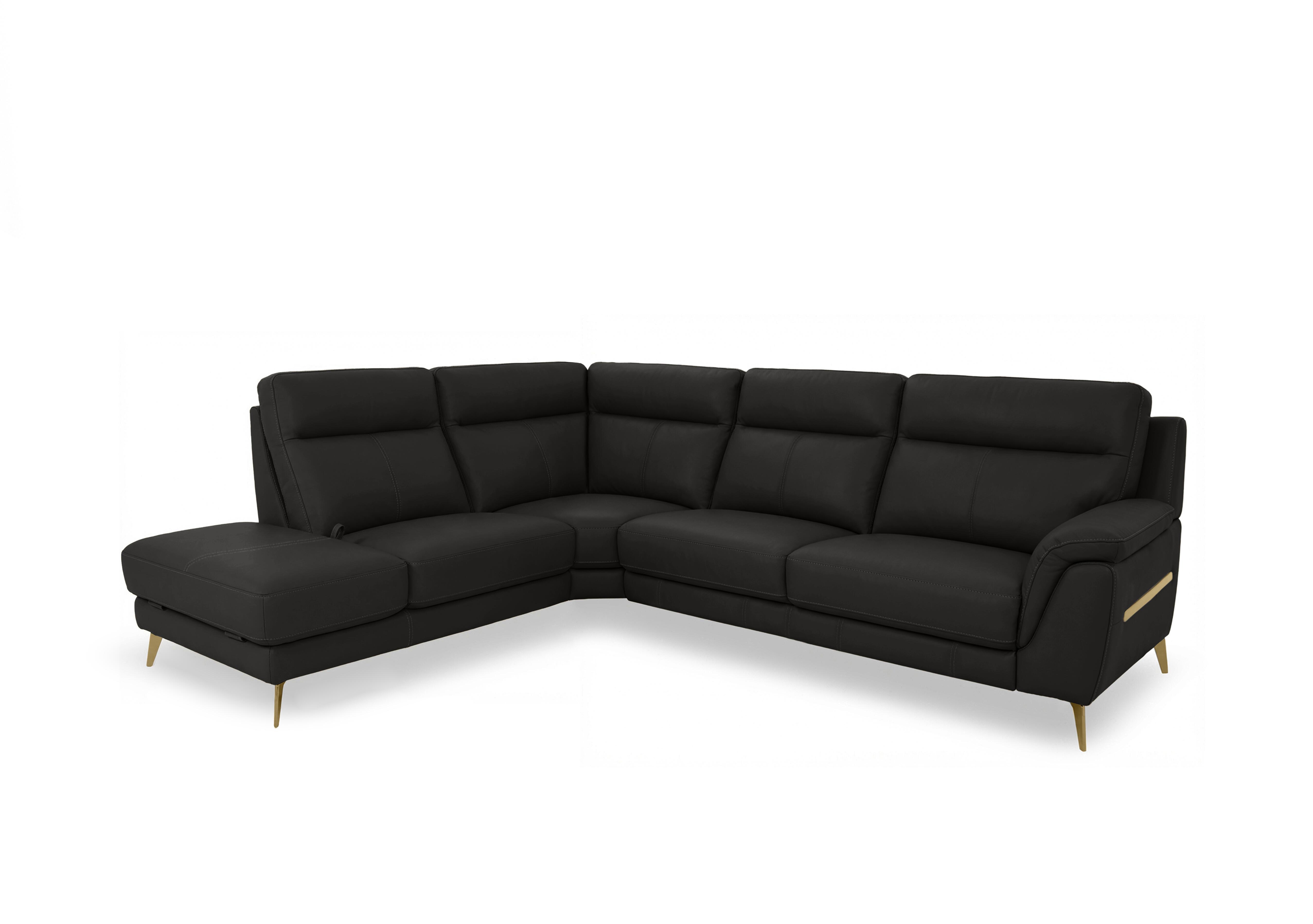 Eclipse Leather Corner Sofa with Chaise End Storage in Nw-520e Black Br on Furniture Village