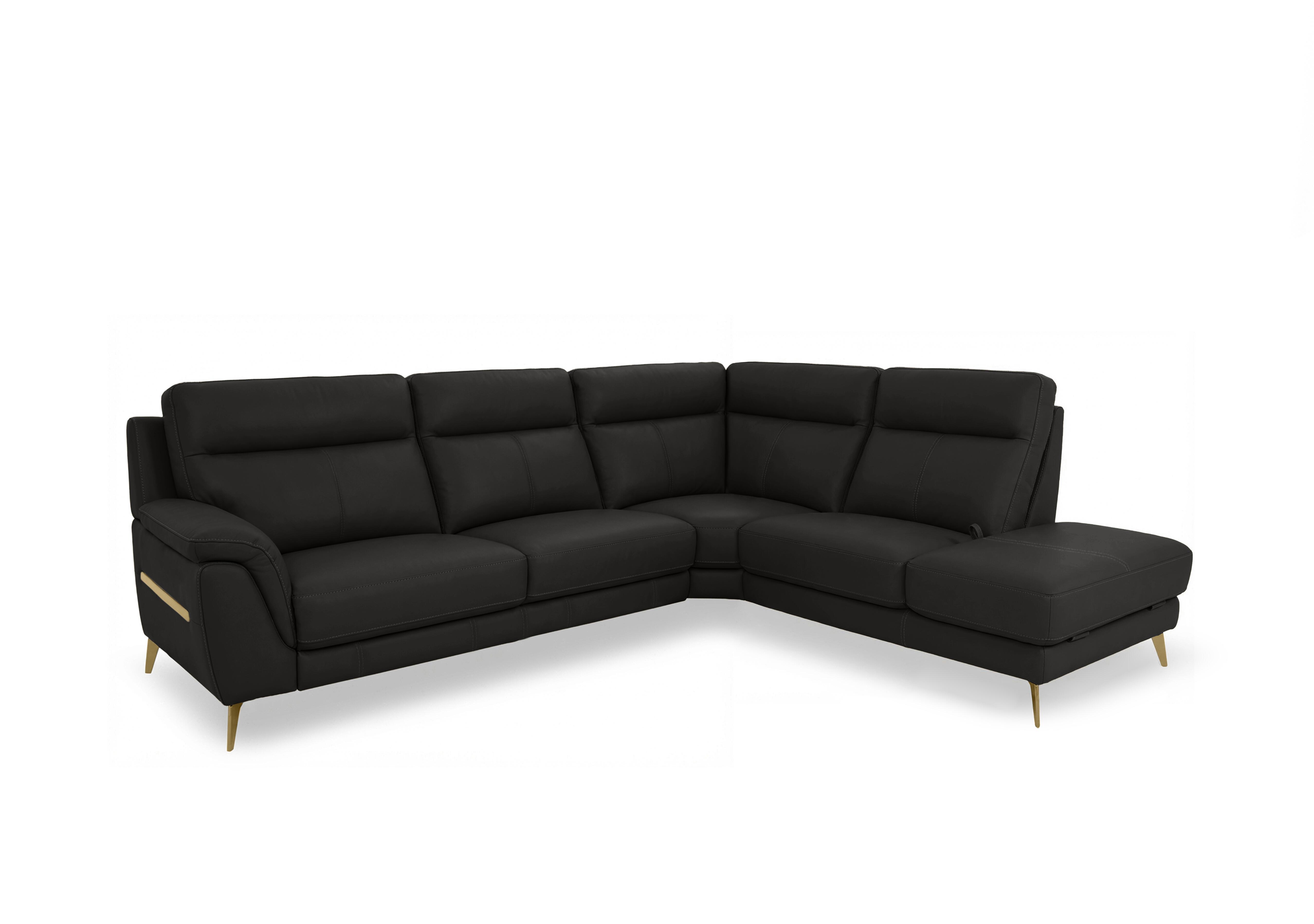 Eclipse Leather Corner Sofa with Chaise End Storage in Nw-520e Black Br on Furniture Village
