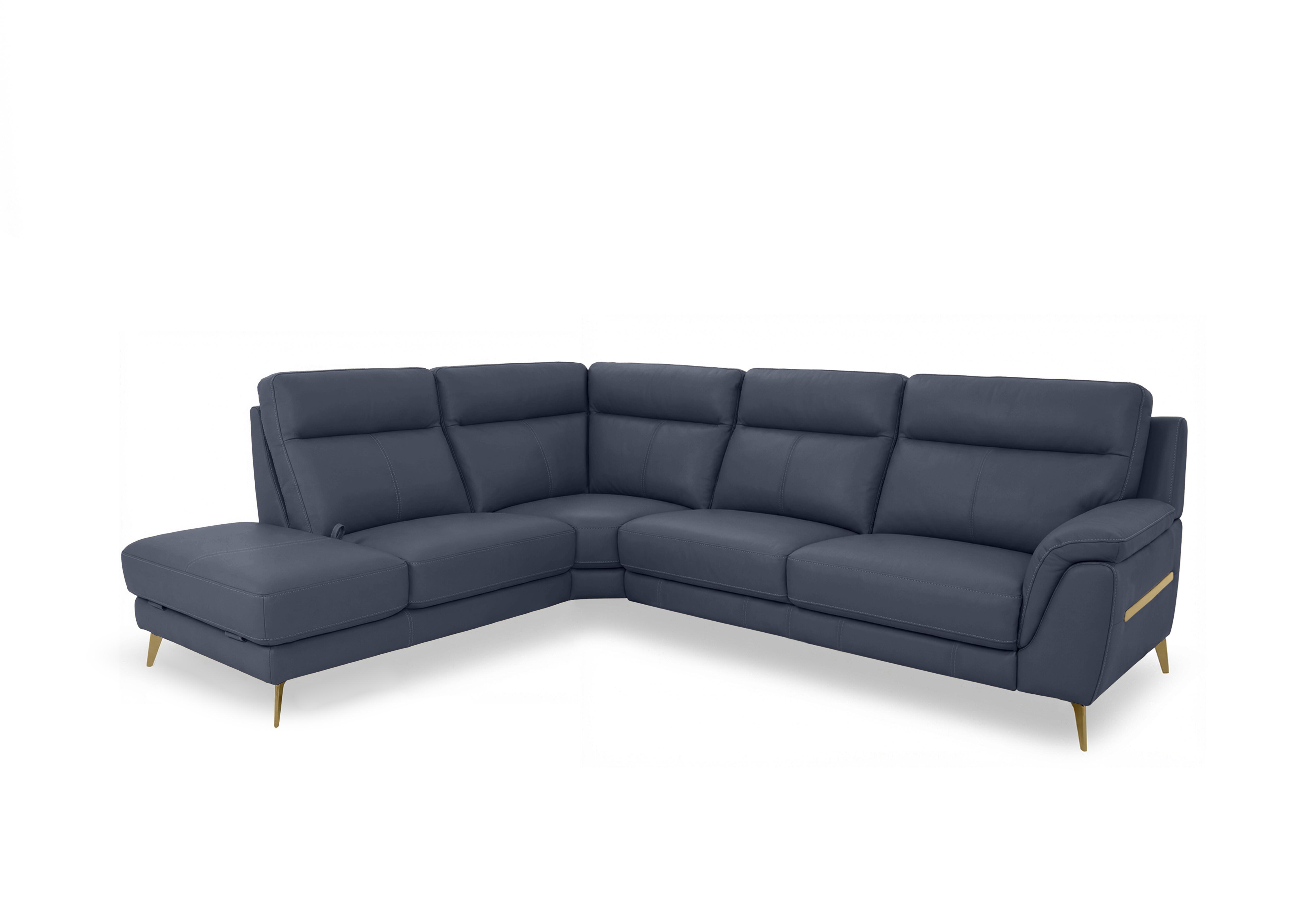 Eclipse Leather Corner Sofa with Chaise End Storage in Nw-681e Ocean Br on Furniture Village