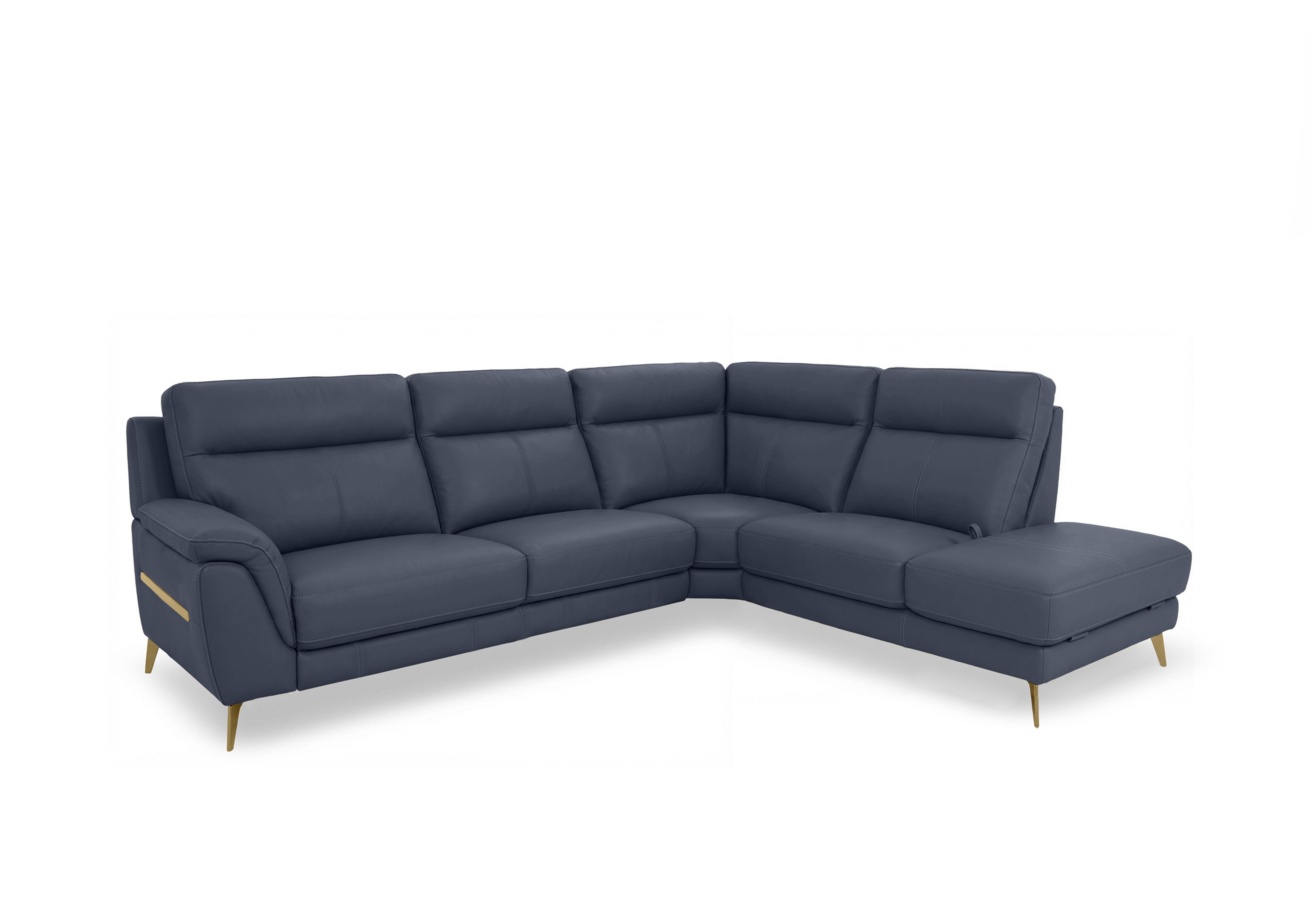 Eclipse Leather Corner Sofa with Chaise End Storage in Nw-681e Ocean Br on Furniture Village