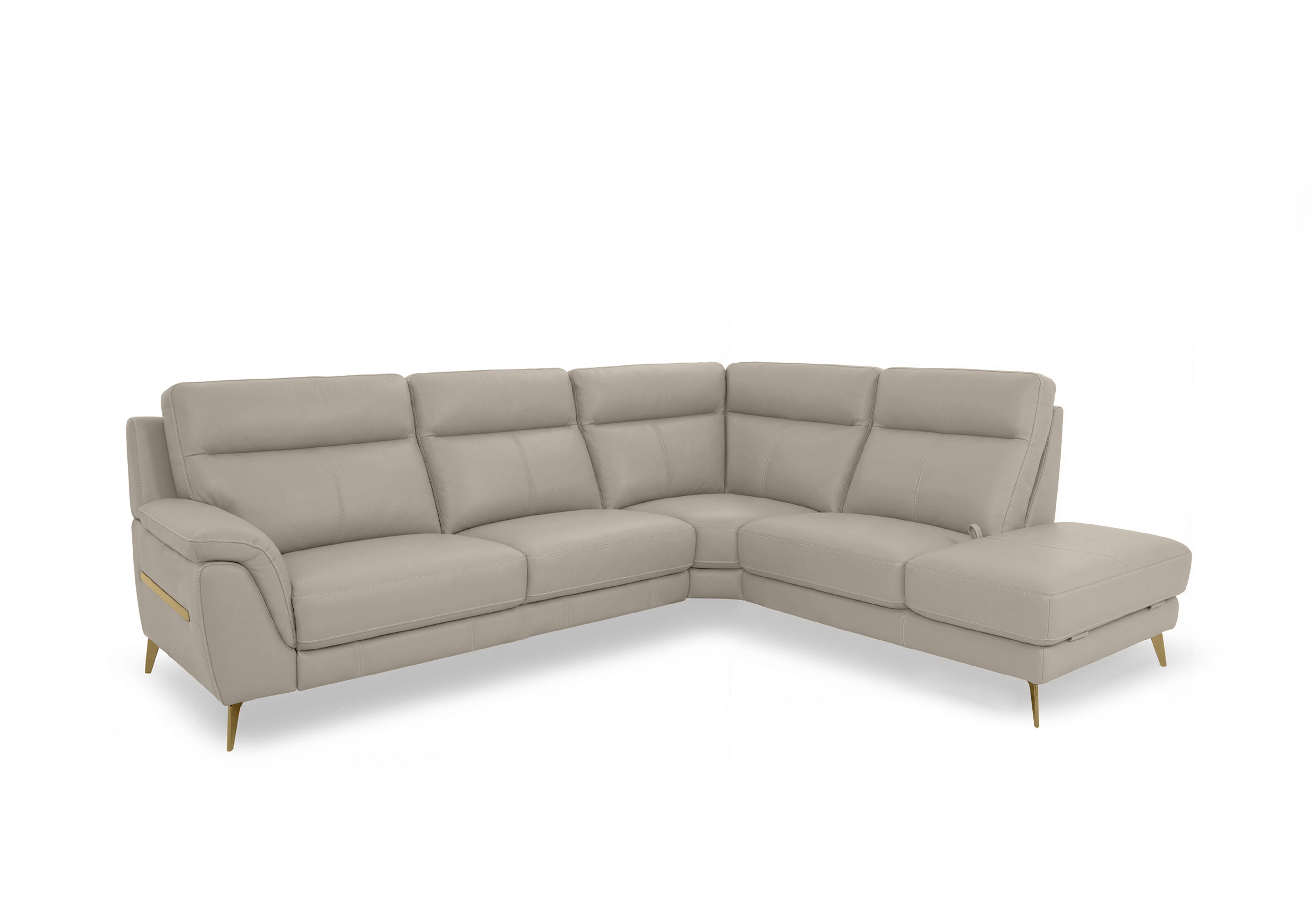 Eclipse Leather Corner Sofa with Chaise End Storage in Nw-946b Feather Grey Br on Furniture Village