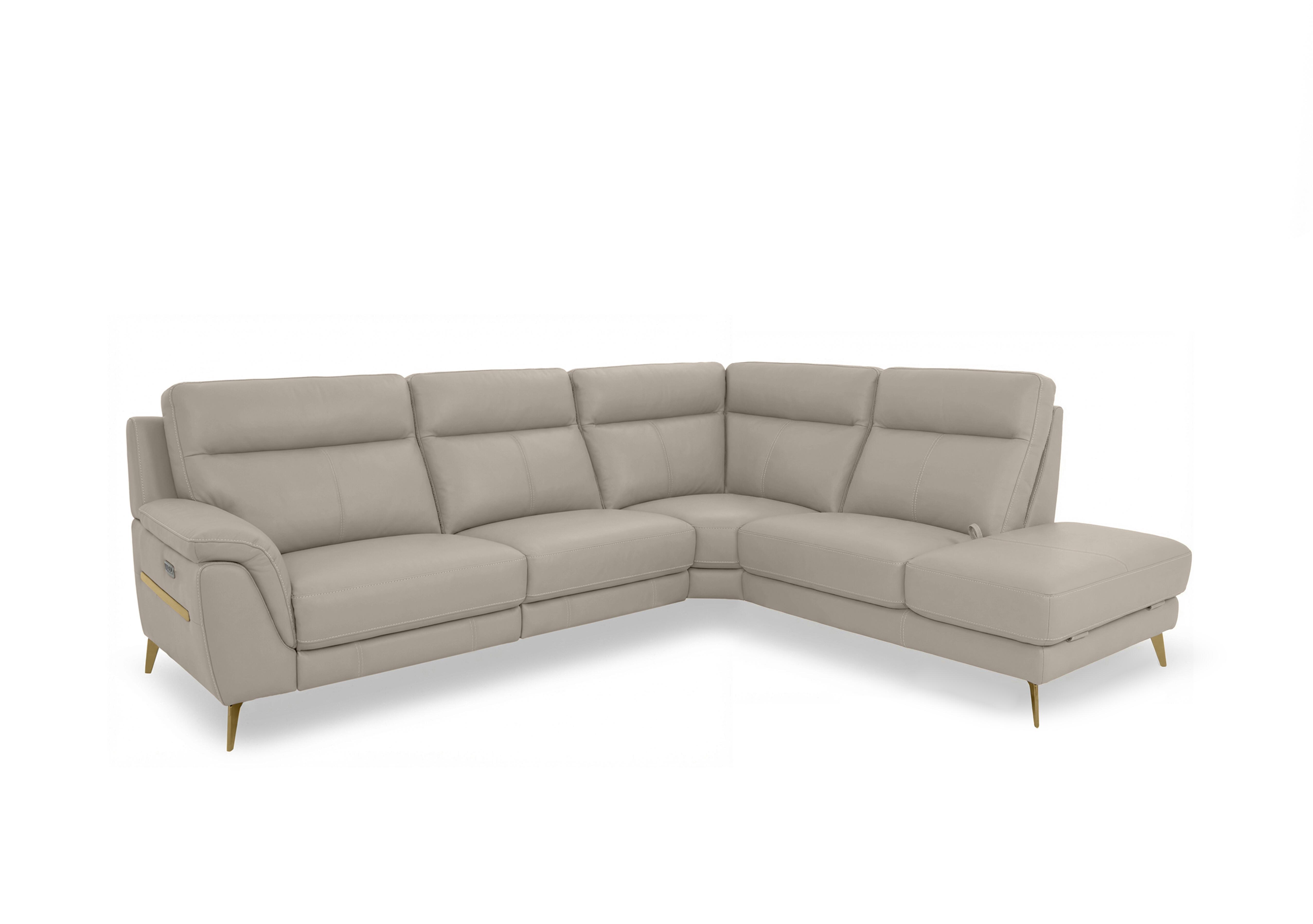 Eclipse Leather Corner Sofa with Chaise End Storage in Nw-946b Feather Grey Br on Furniture Village