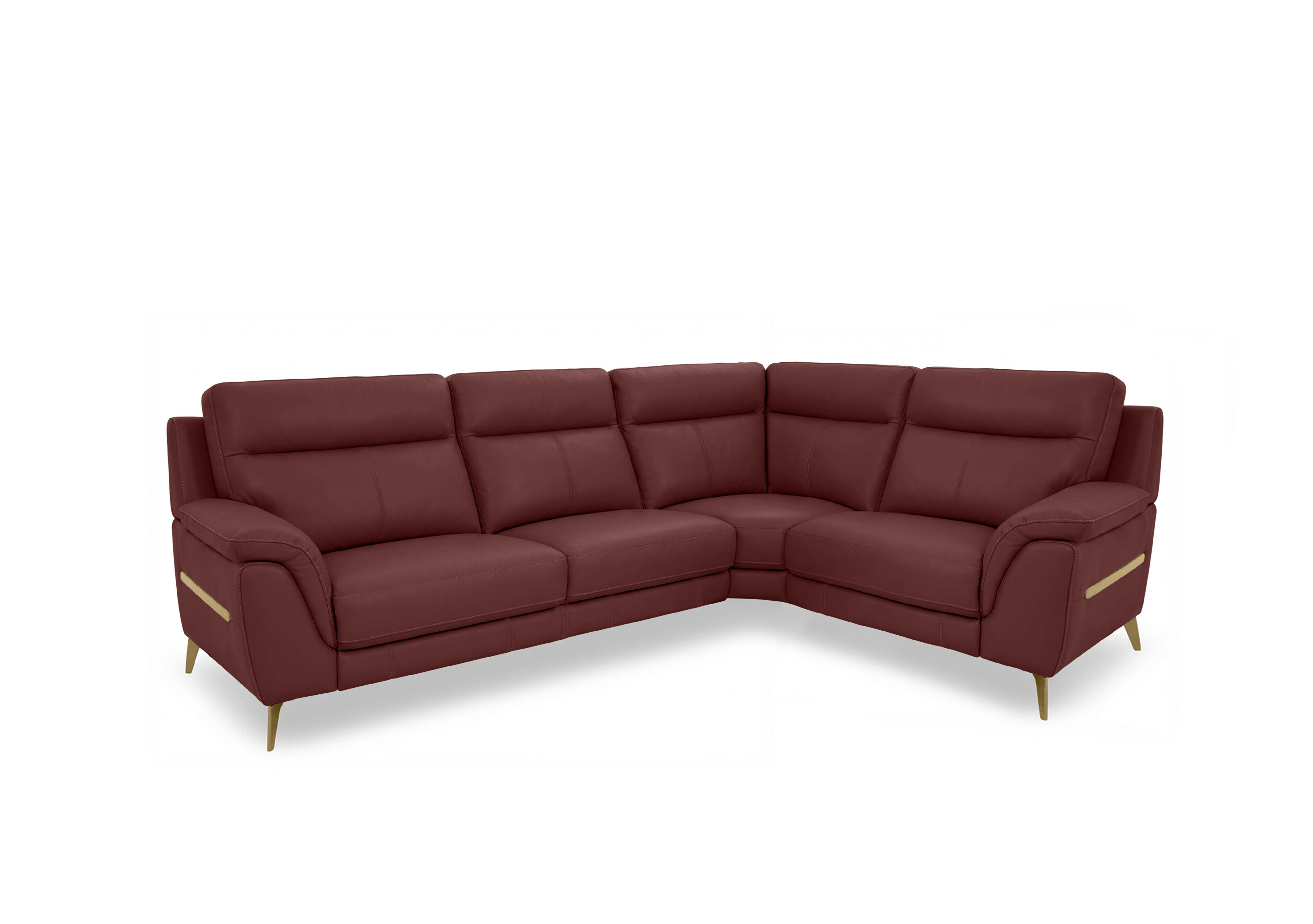 Eclipse Small Leather Corner Sofa in Nw-035c Deep Red Br on Furniture Village