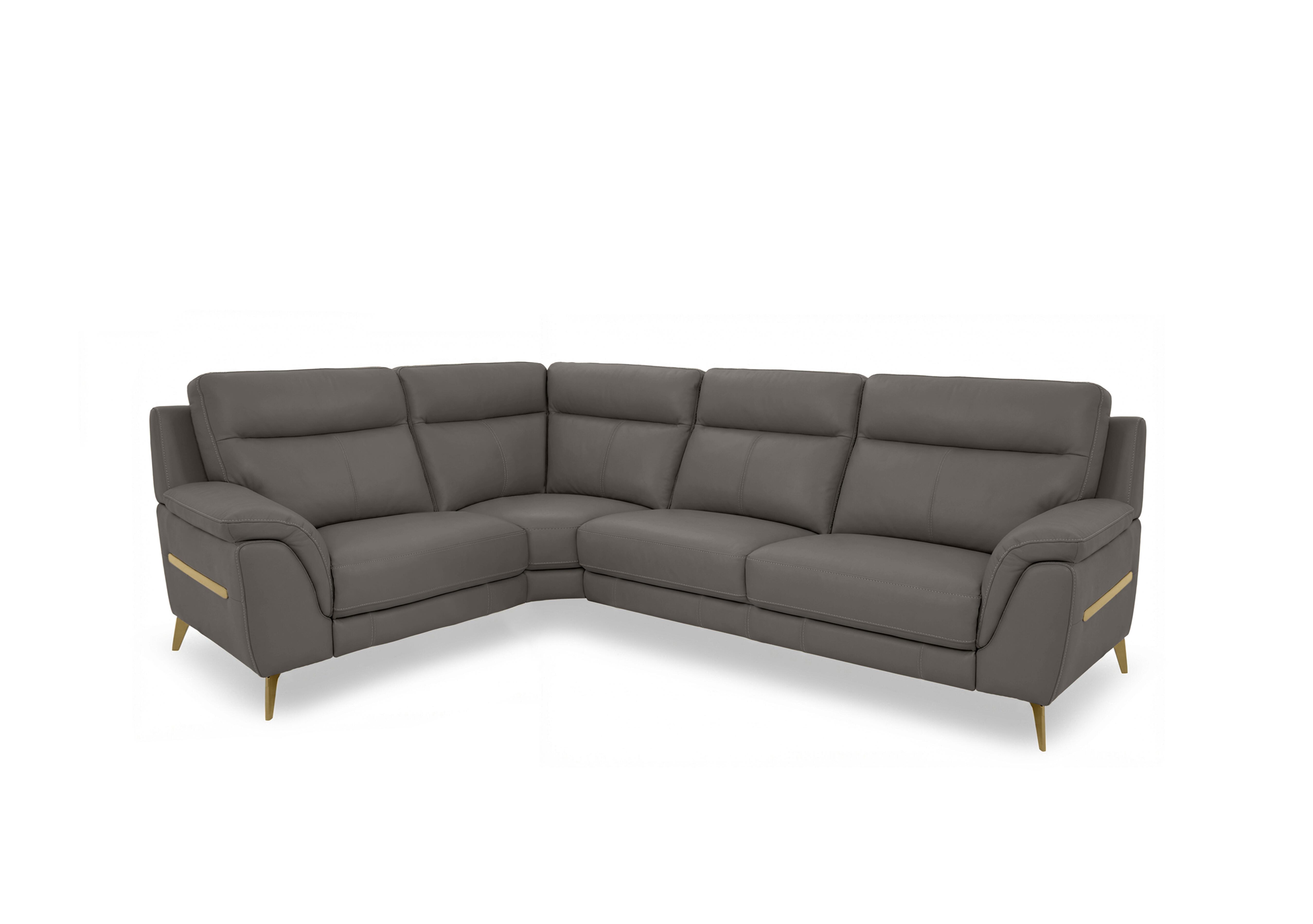 Eclipse Small Leather Corner Sofa in Nw-042e Elephant Br on Furniture Village