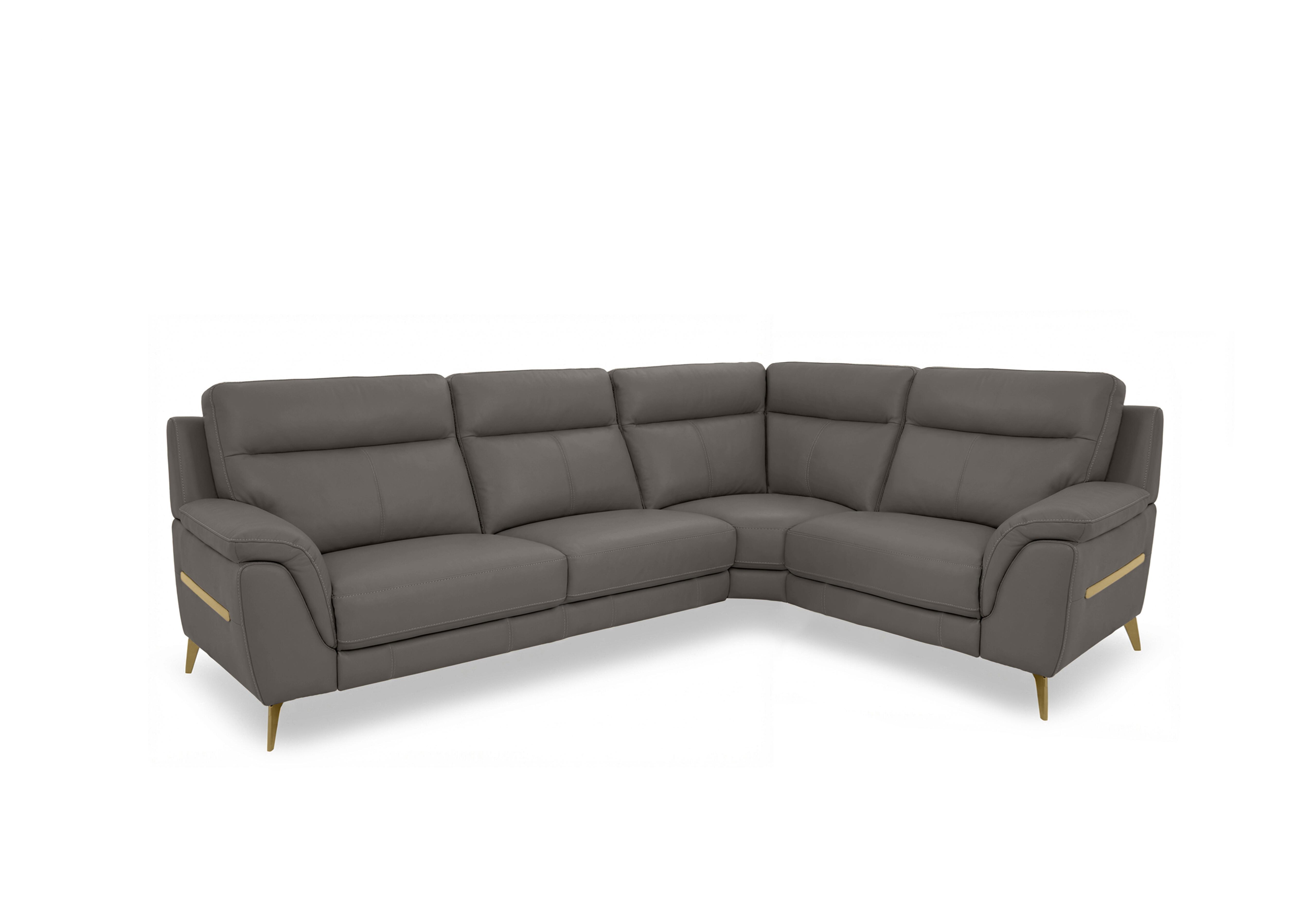 Eclipse Small Leather Corner Sofa in Nw-042e Elephant Br on Furniture Village